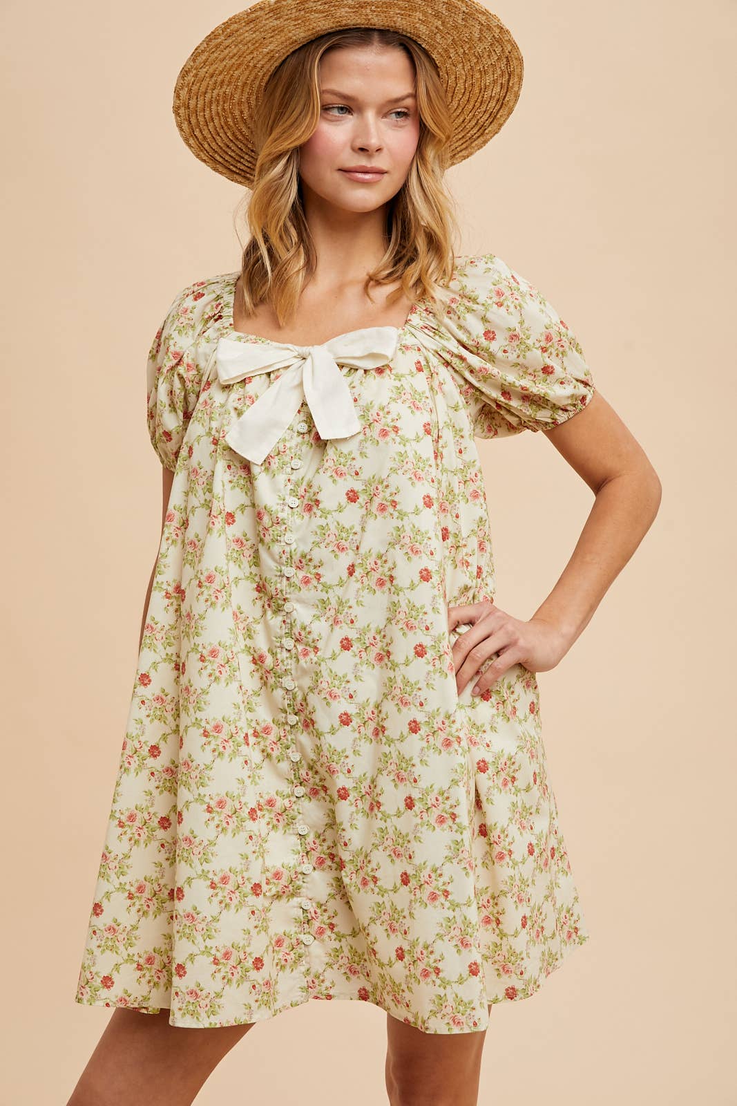 Cotton Bow Floral Dress