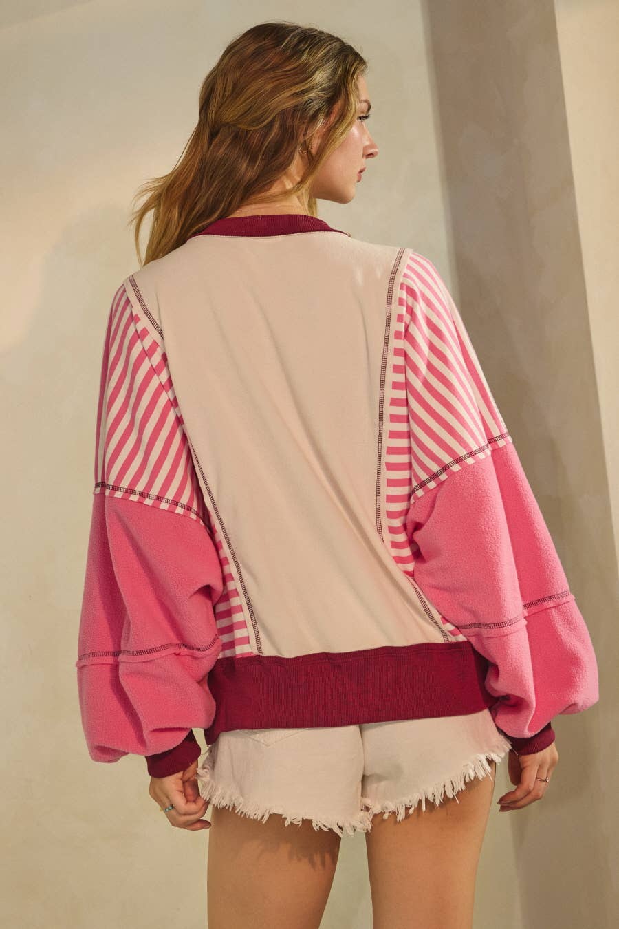 Plus Polar Fleece Color Block Sweatshirt