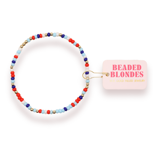 Red, White and Blue Luster Sprinkle Bracelet