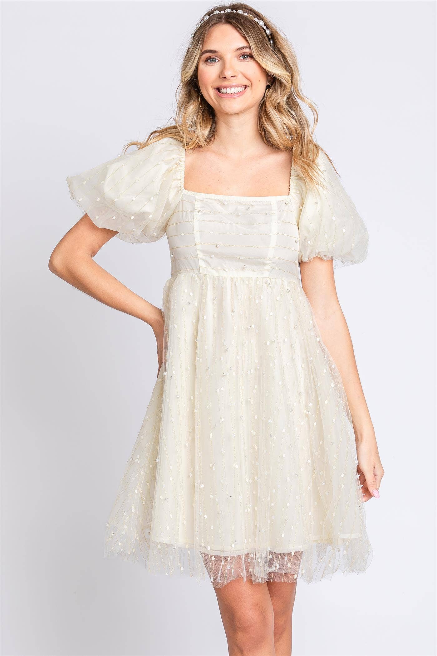 Pearl Mesh Babydoll Dress