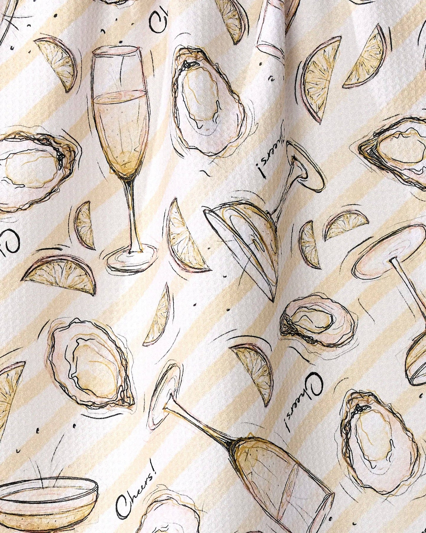 Geometry Oysters and Champagne Tea Towel