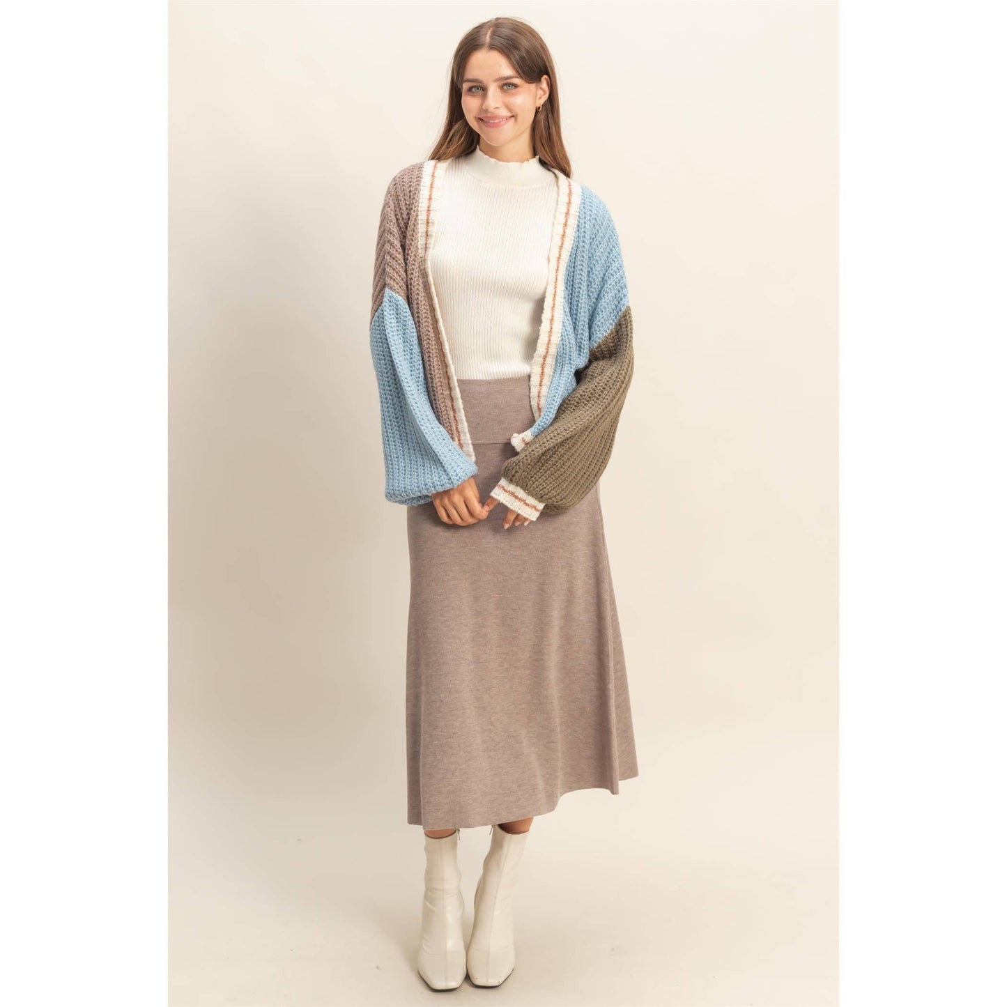 Oversized Jersey Block Cardigan