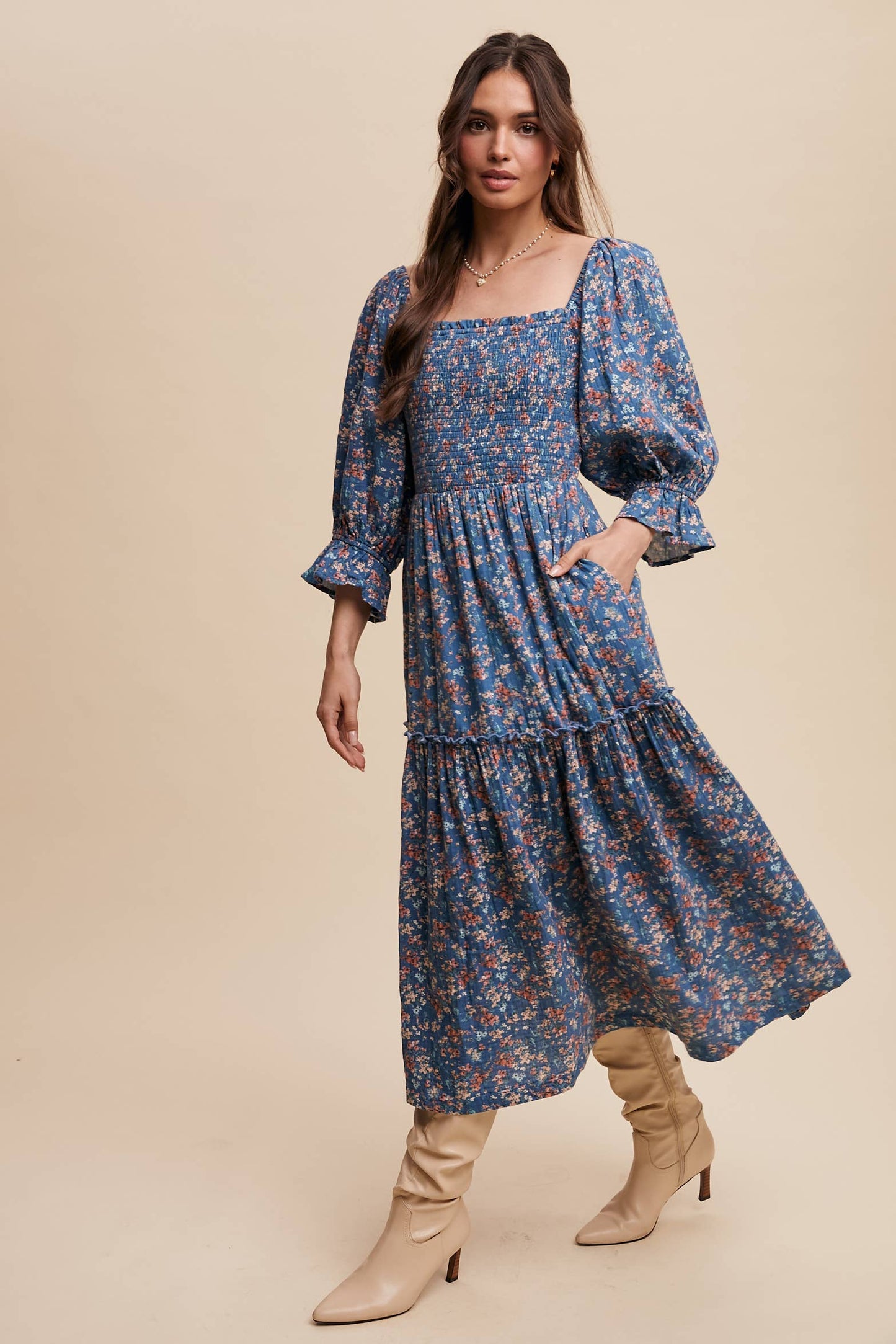 Floral Tiered Midi Dress
