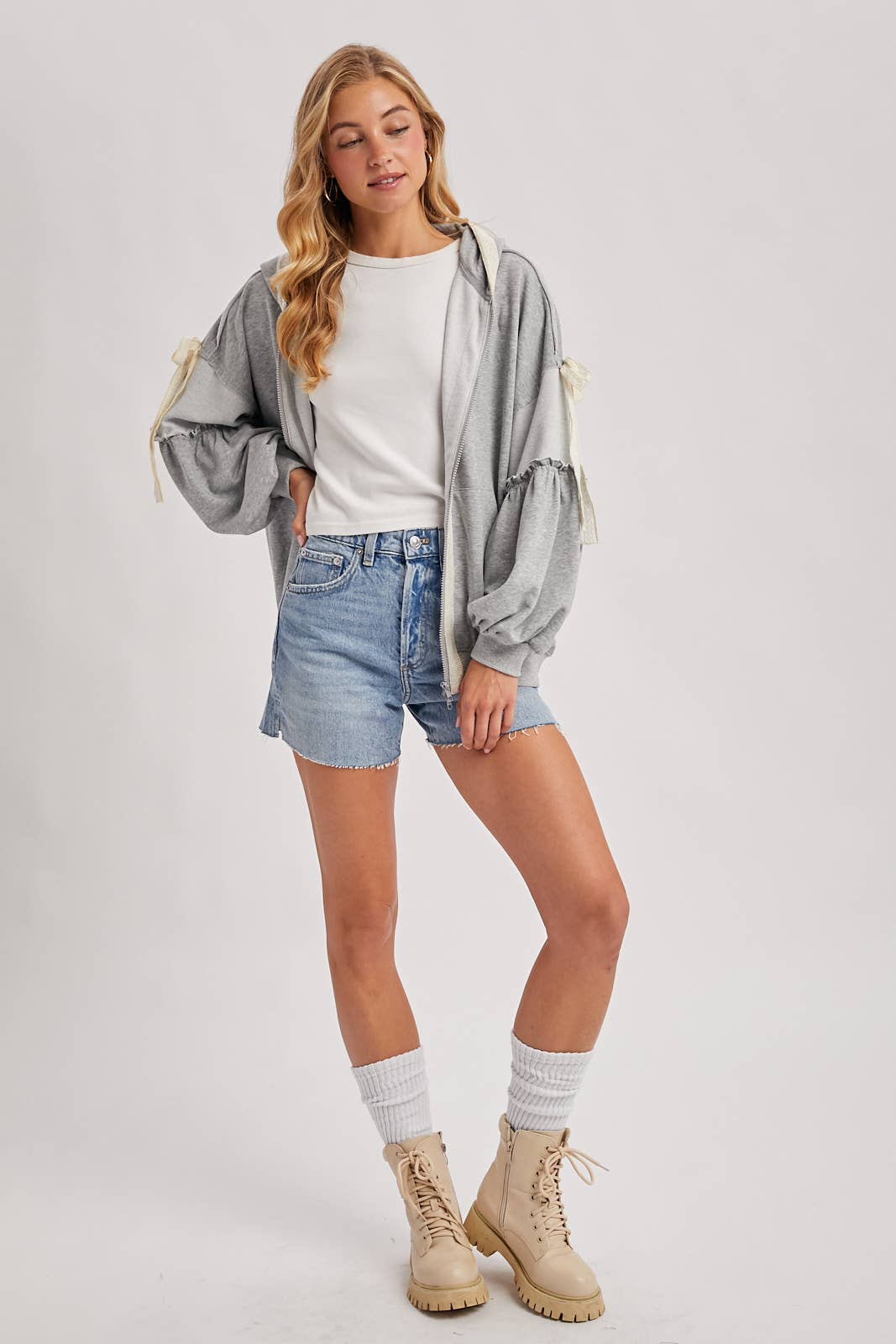 Lace Trimmed Zip Up