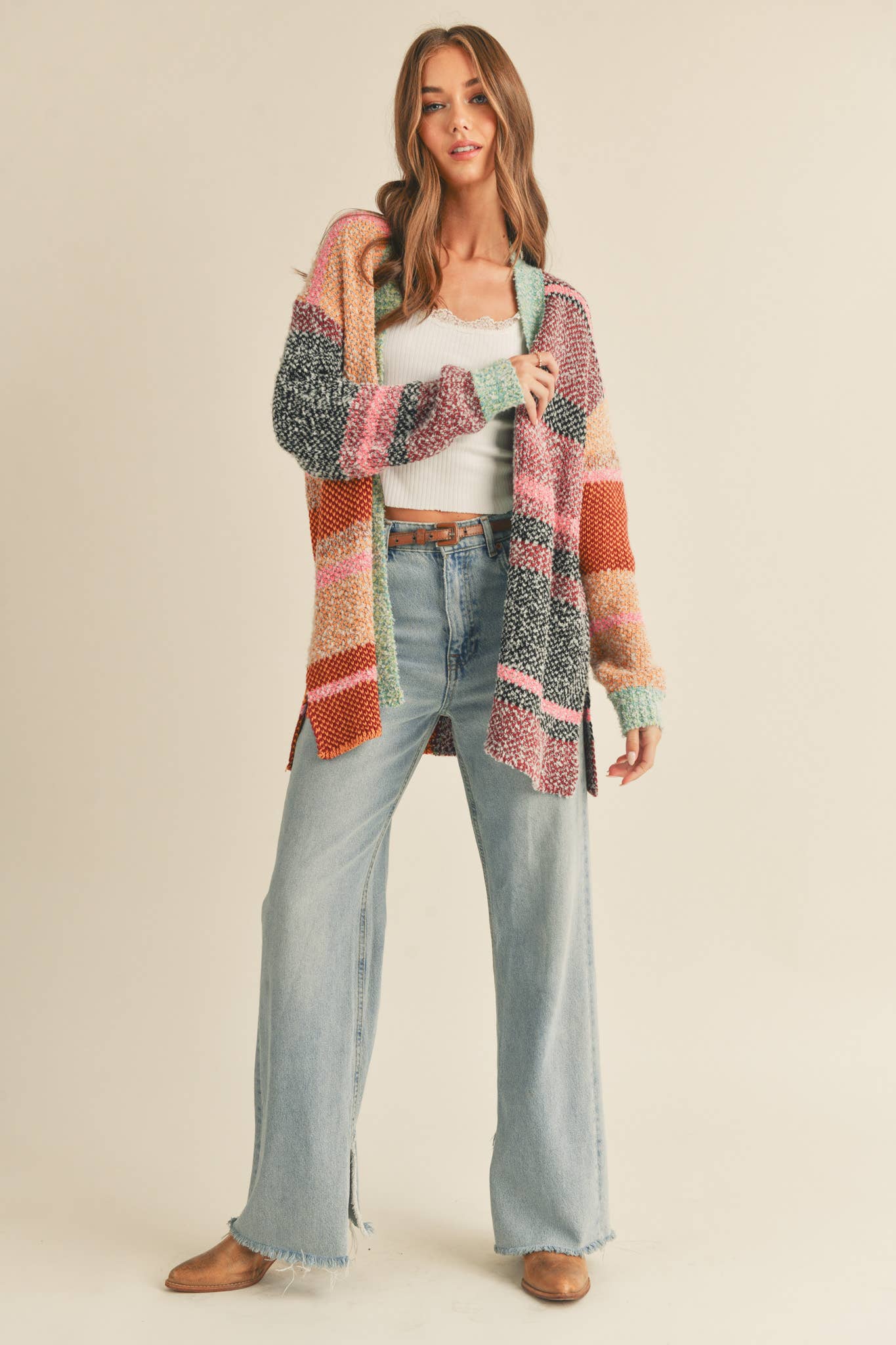 Oversized Color Block Cardigan