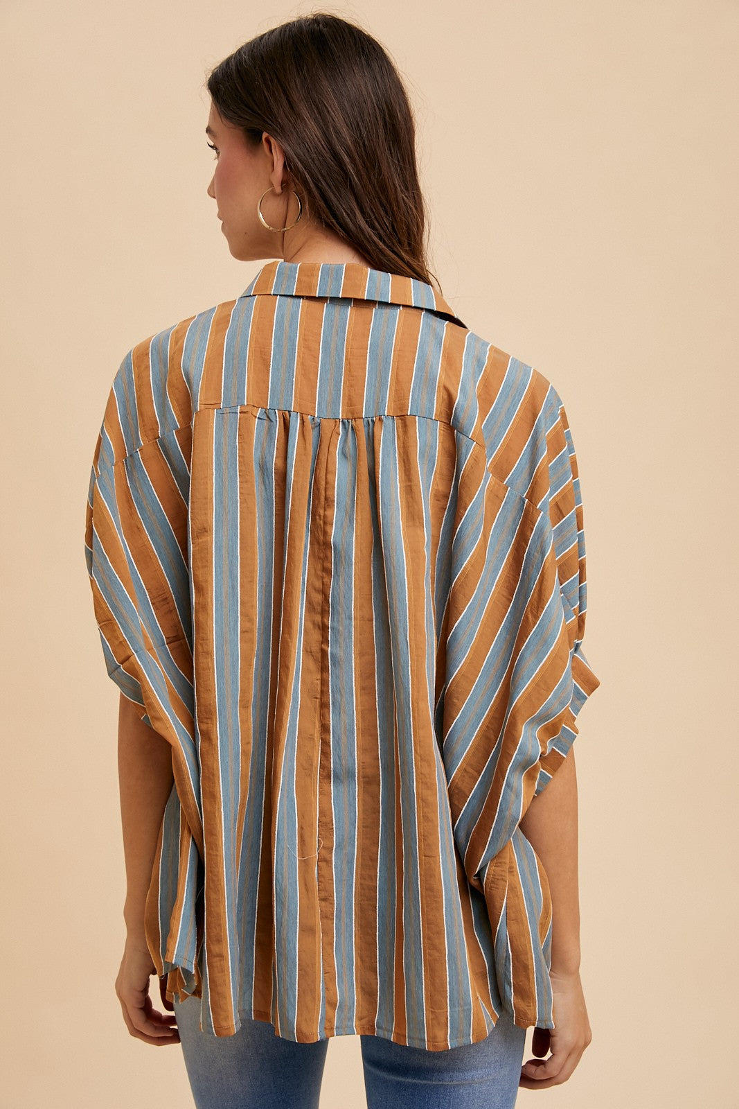 Oversized Drop Shoulder Woven Blouse