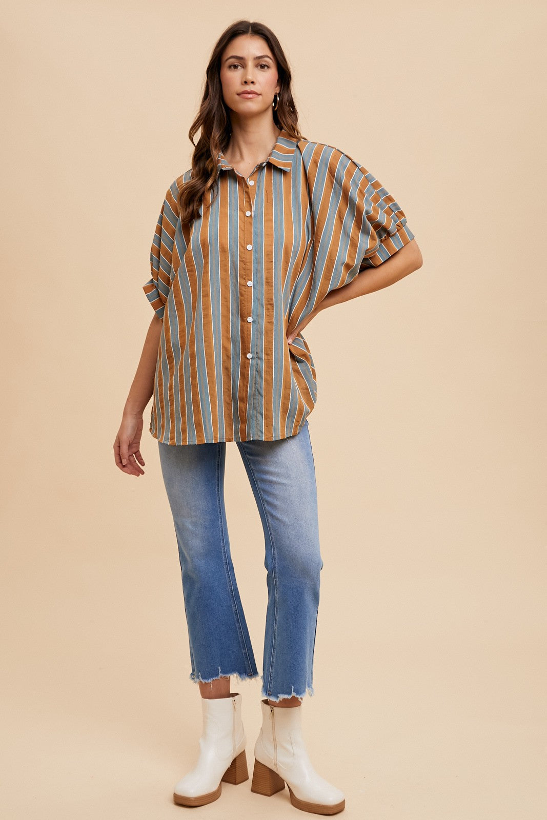 Oversized Drop Shoulder Woven Blouse