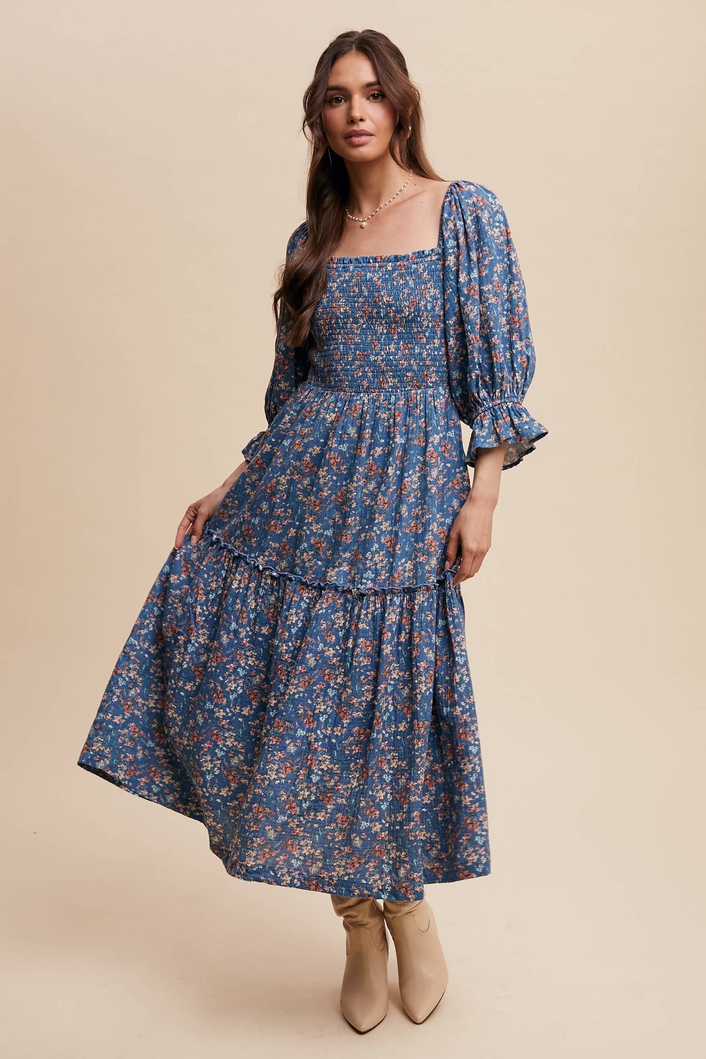 Floral Tiered Midi Dress