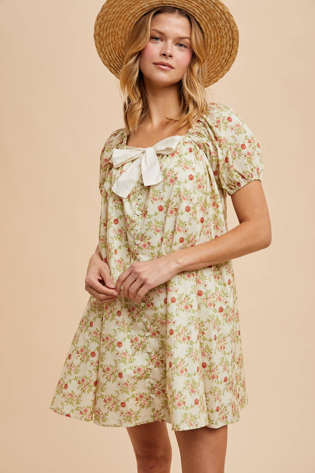 Cotton Bow Floral Dress