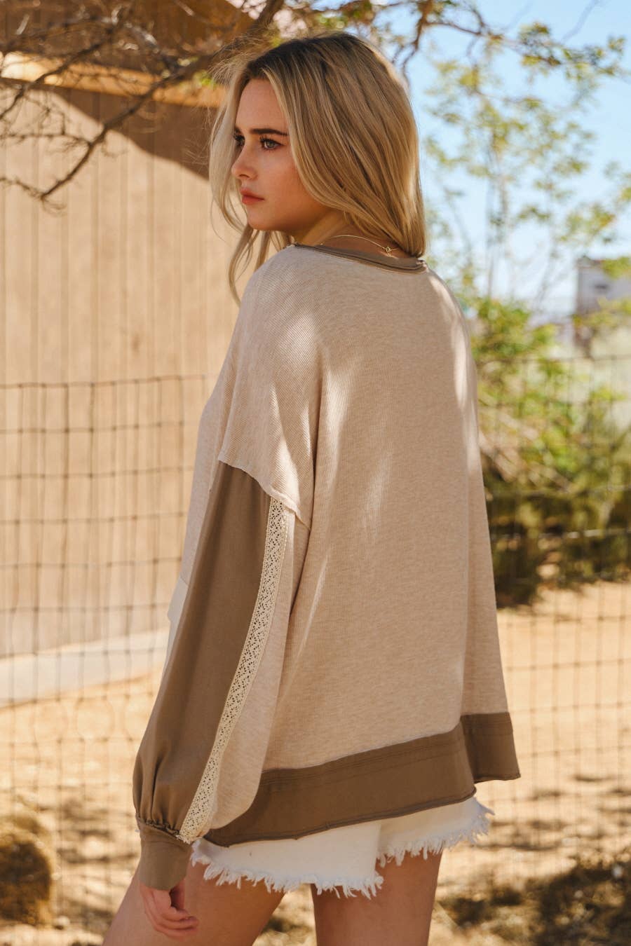 Oatmeal Color Block Sweatshirt