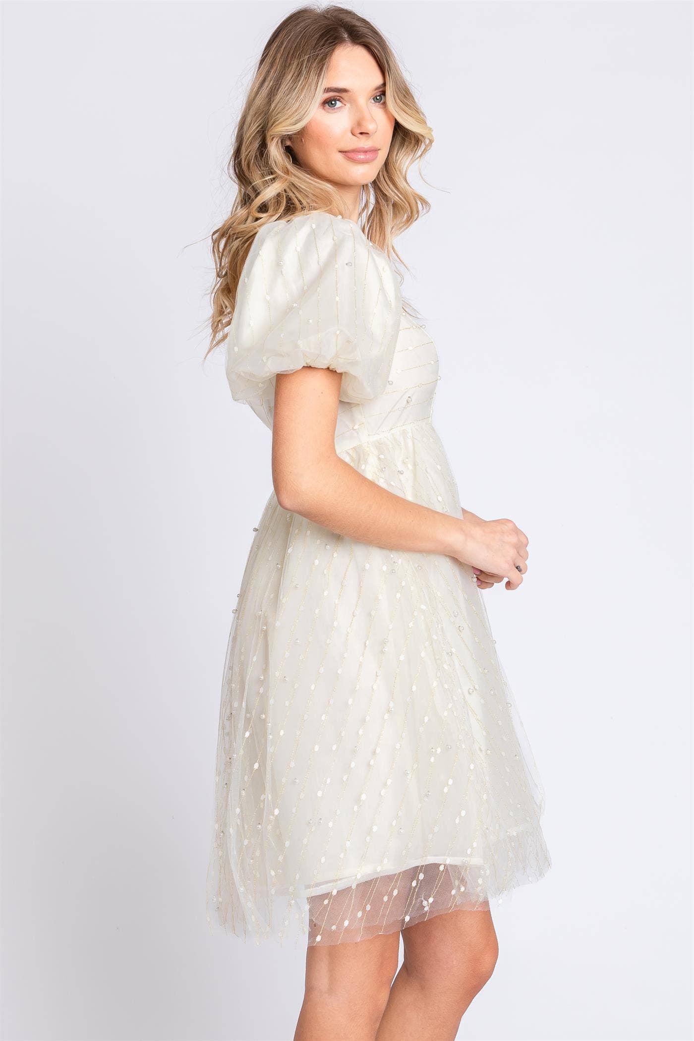 Pearl Mesh Babydoll Dress