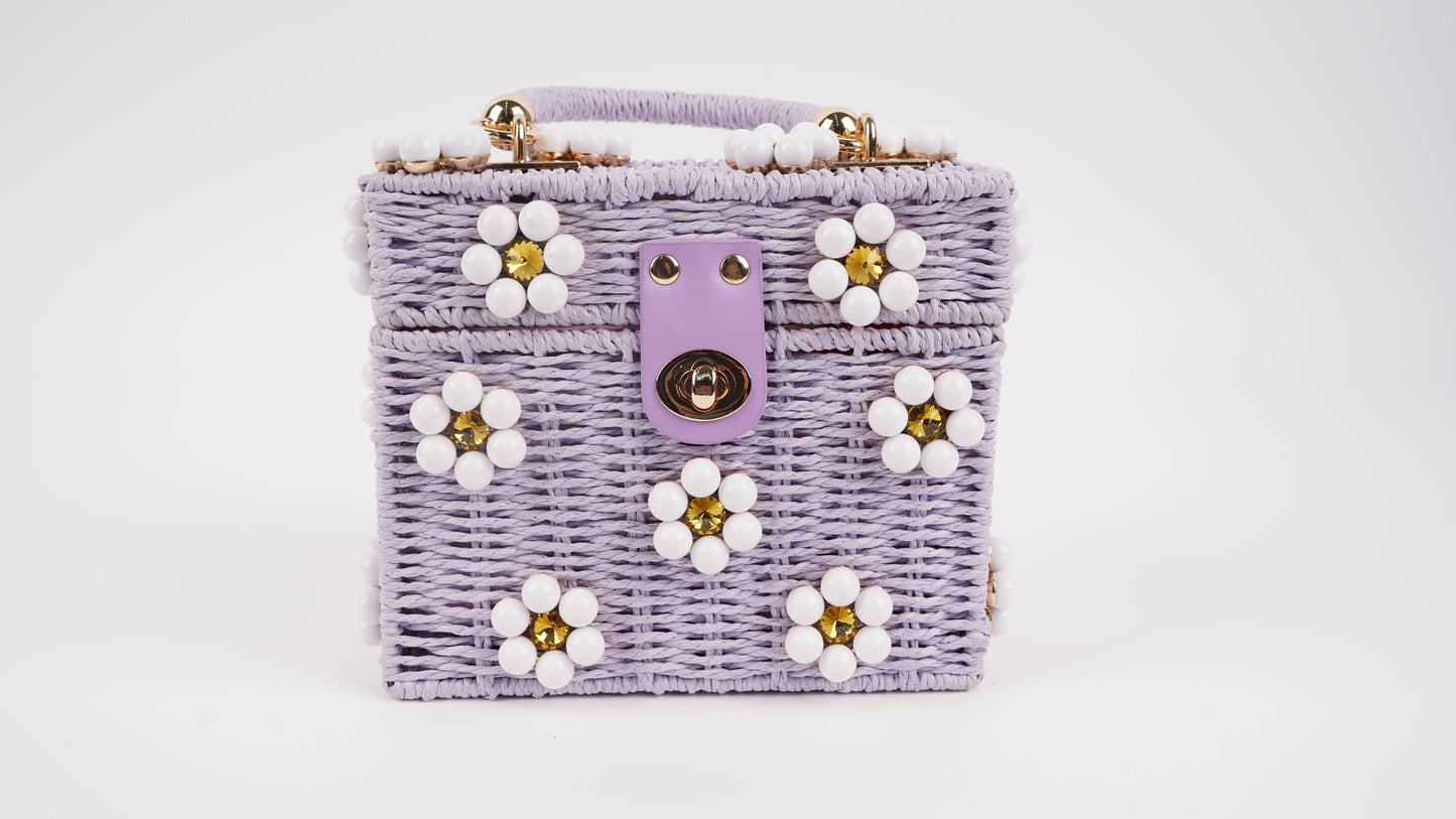 Wicker Bucket Daisy Flower Purse