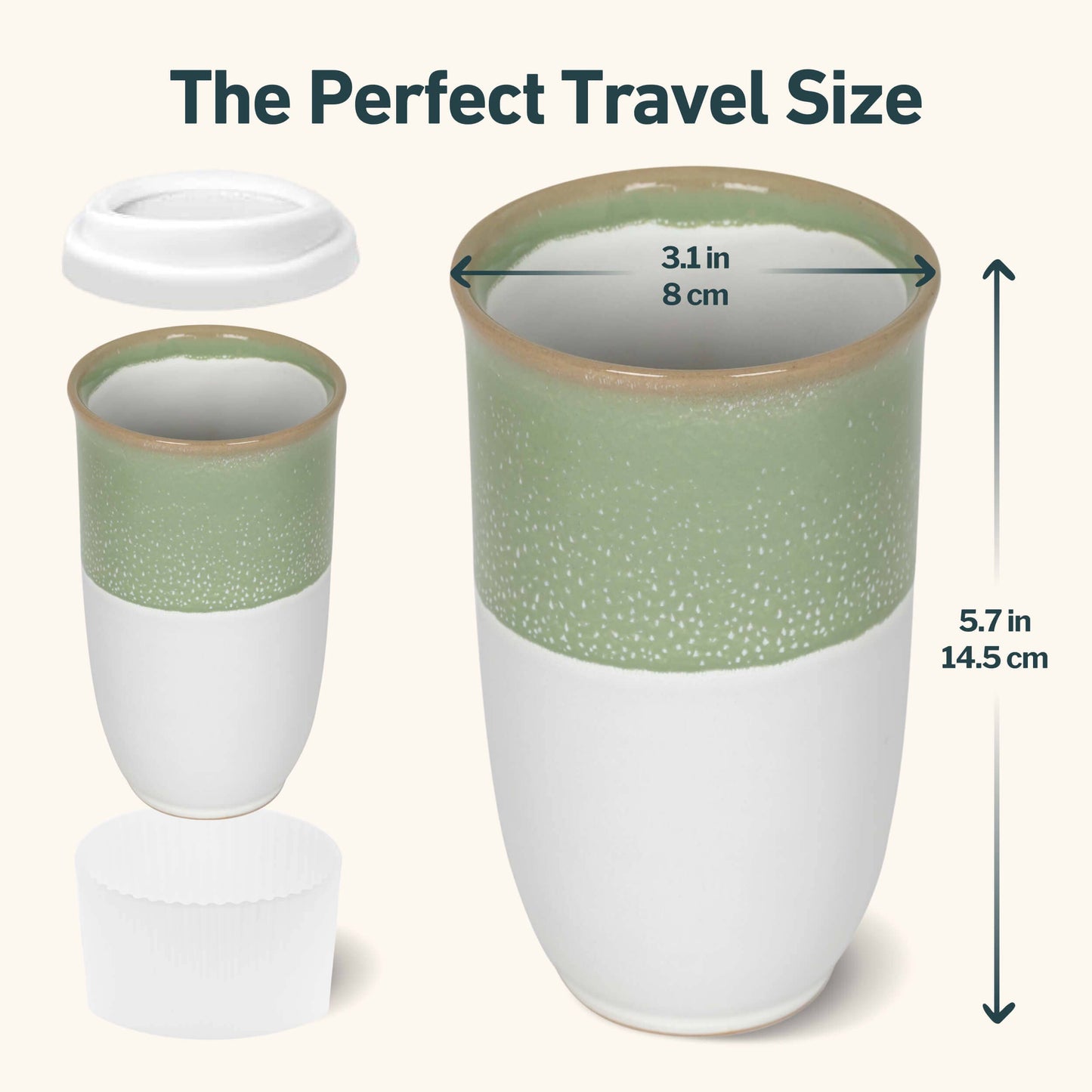 Sage Green Ceramic 16 oz Travel Mug