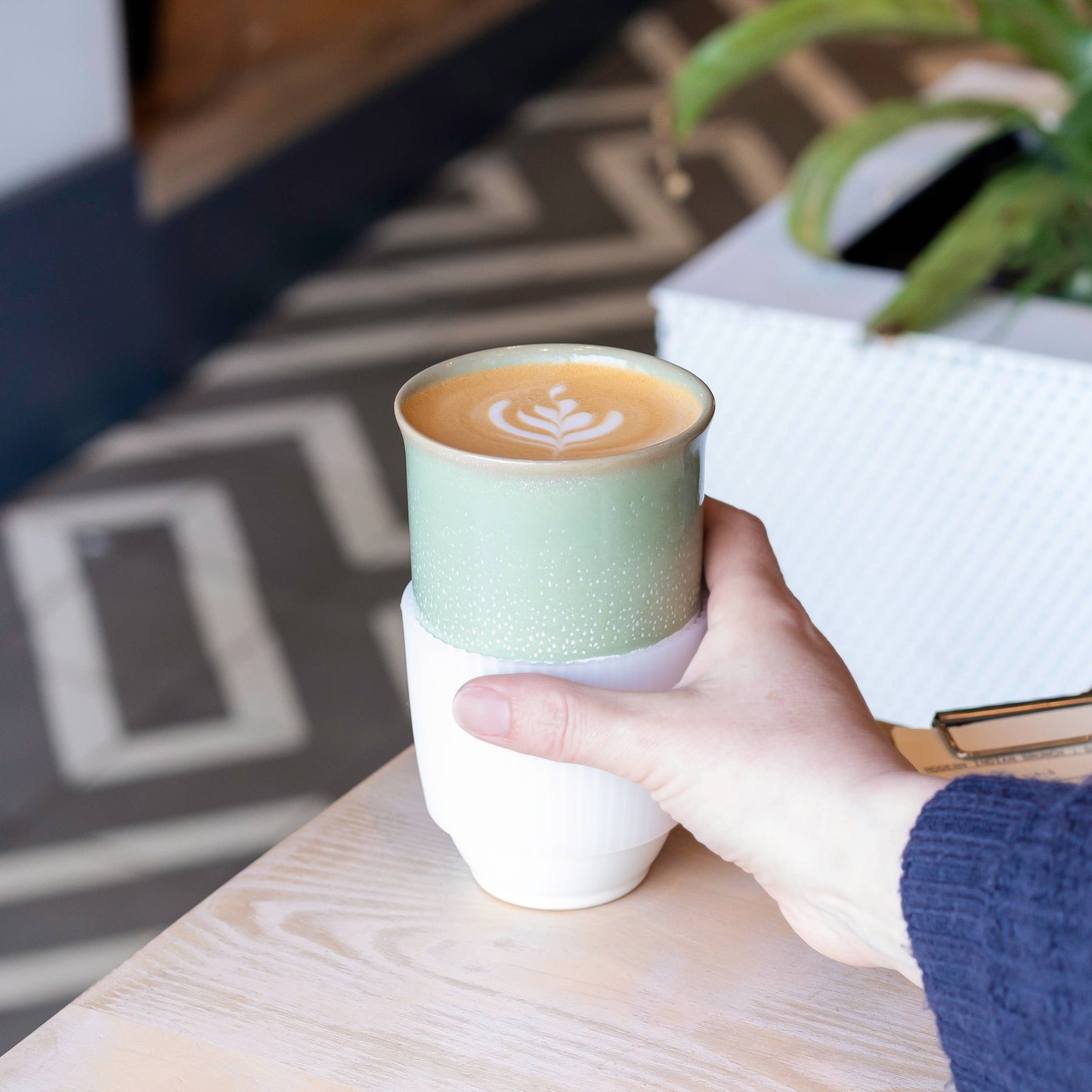 Sage Green Ceramic 16 oz Travel Mug