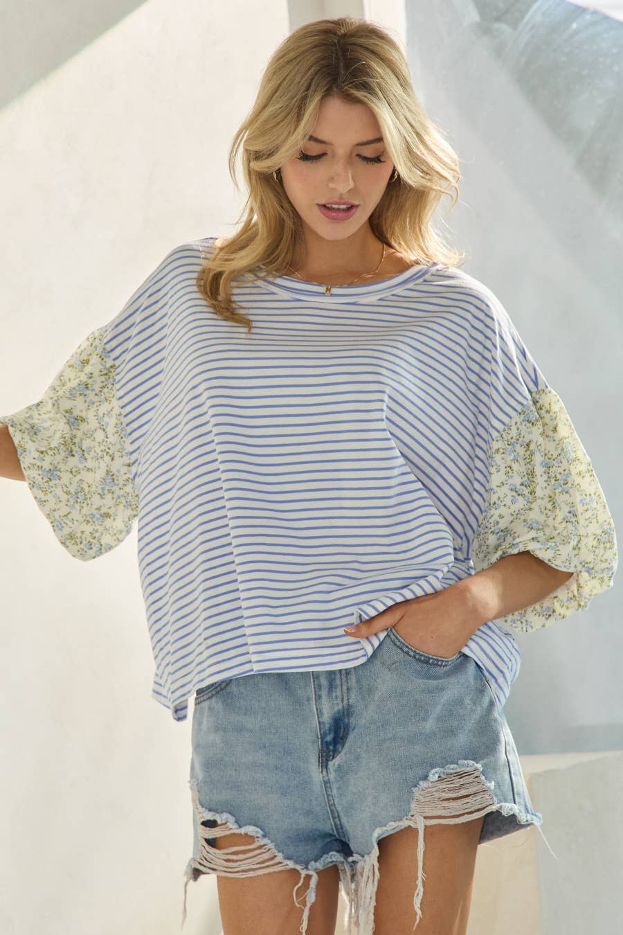 Striped Knit Pullover Top