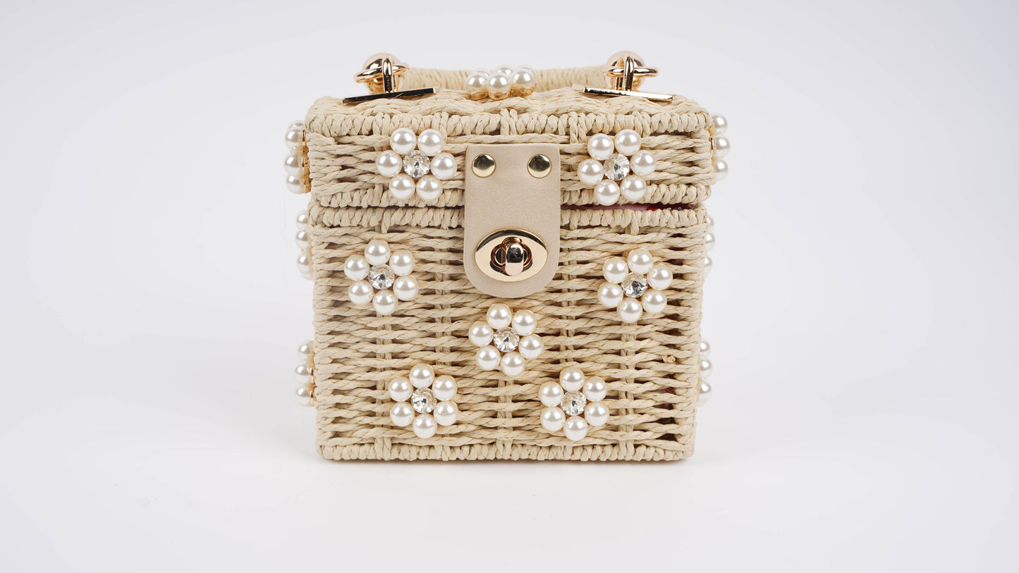 Wicker Bucket Daisy Flower Purse