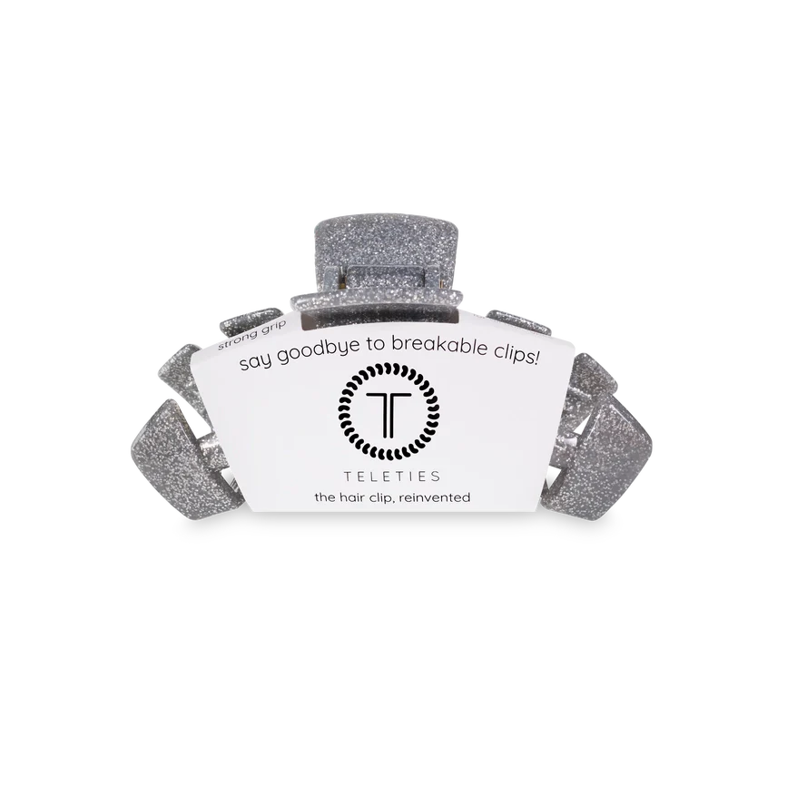 Classic Hair Clip | Medium | Silver Glitter