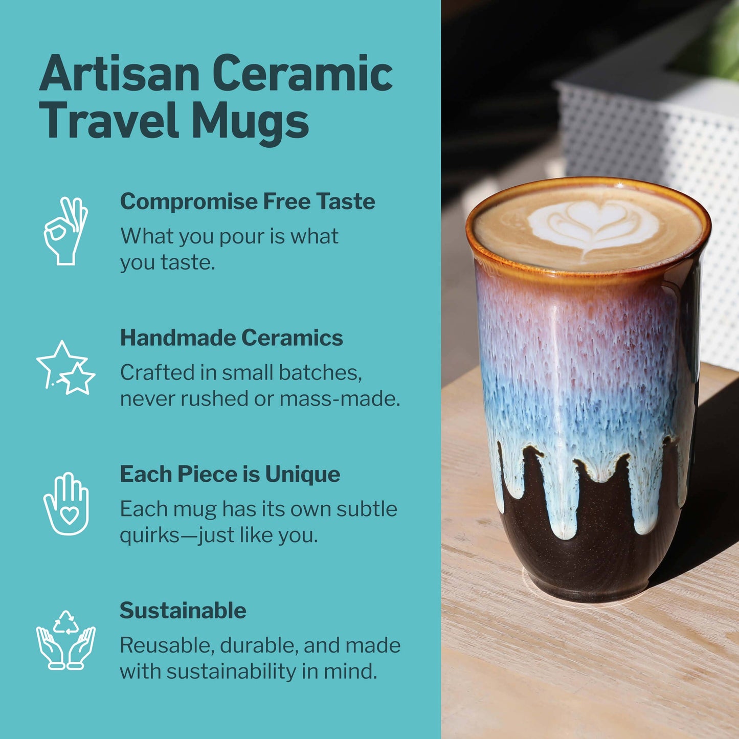 Monsoon Ceramic 16 oz Travel Mug