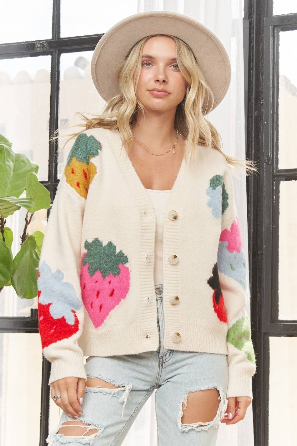 Berry Knit Button Up Cardigan