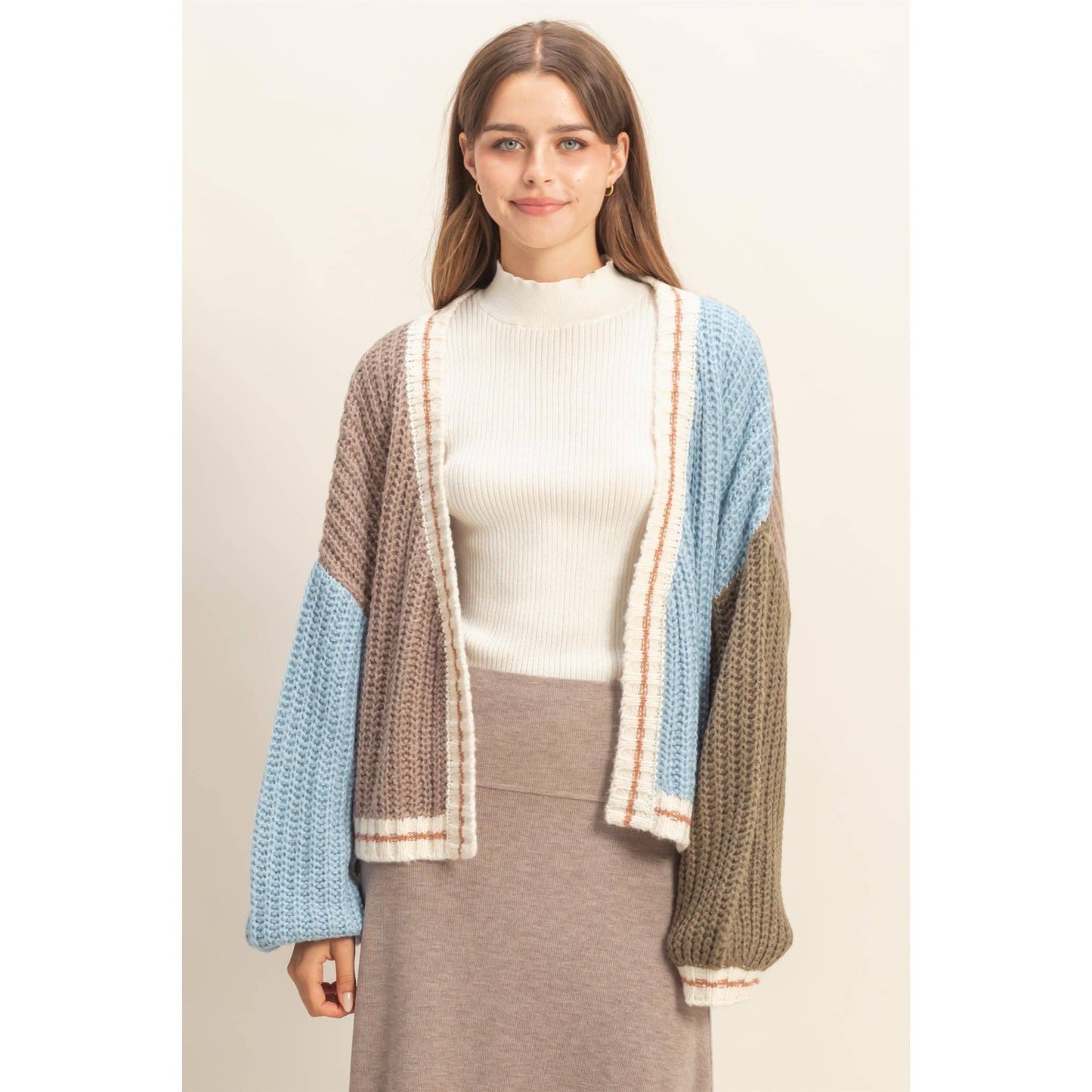 Oversized Jersey Block Cardigan