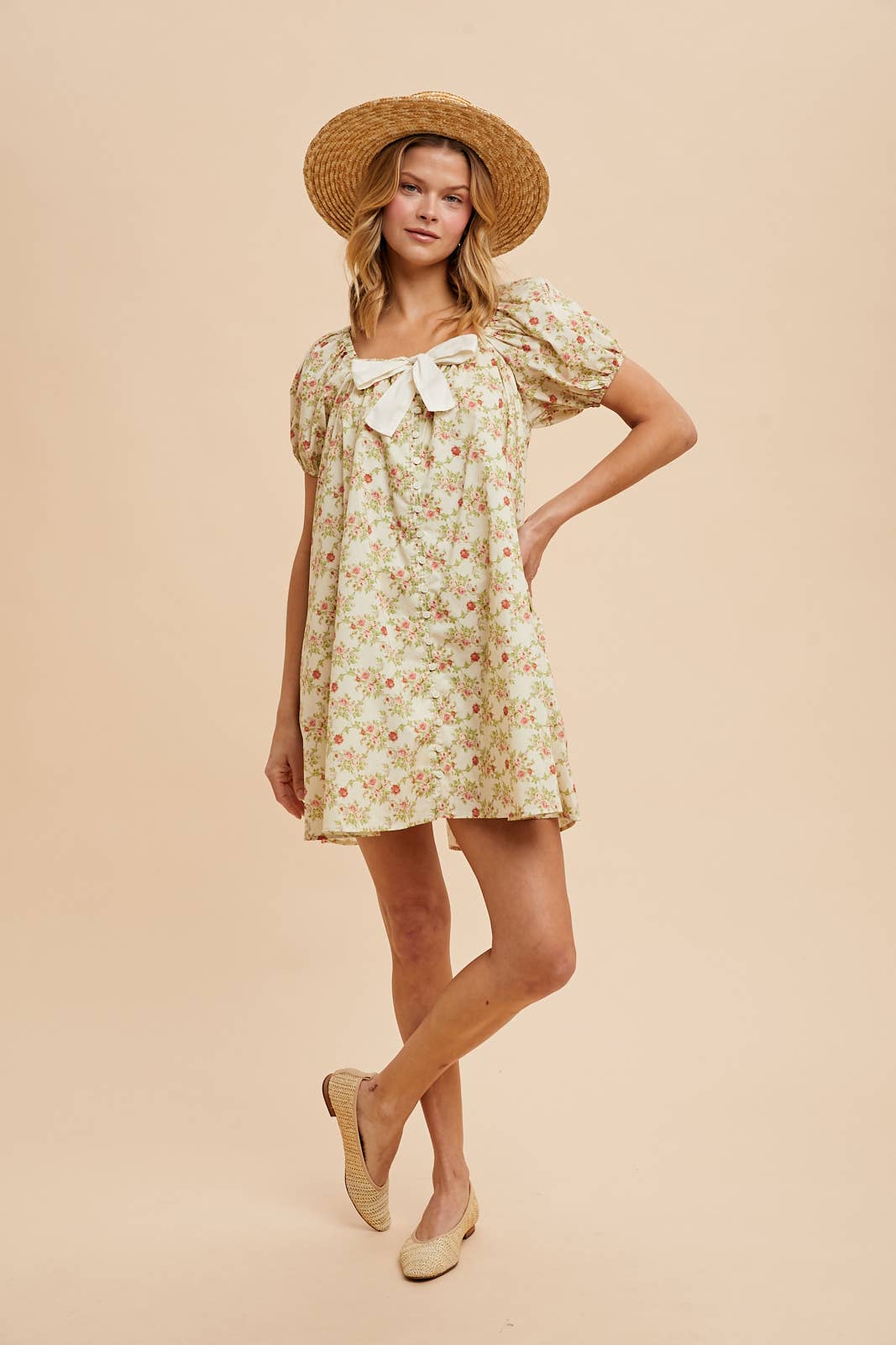 Cotton Bow Floral Dress