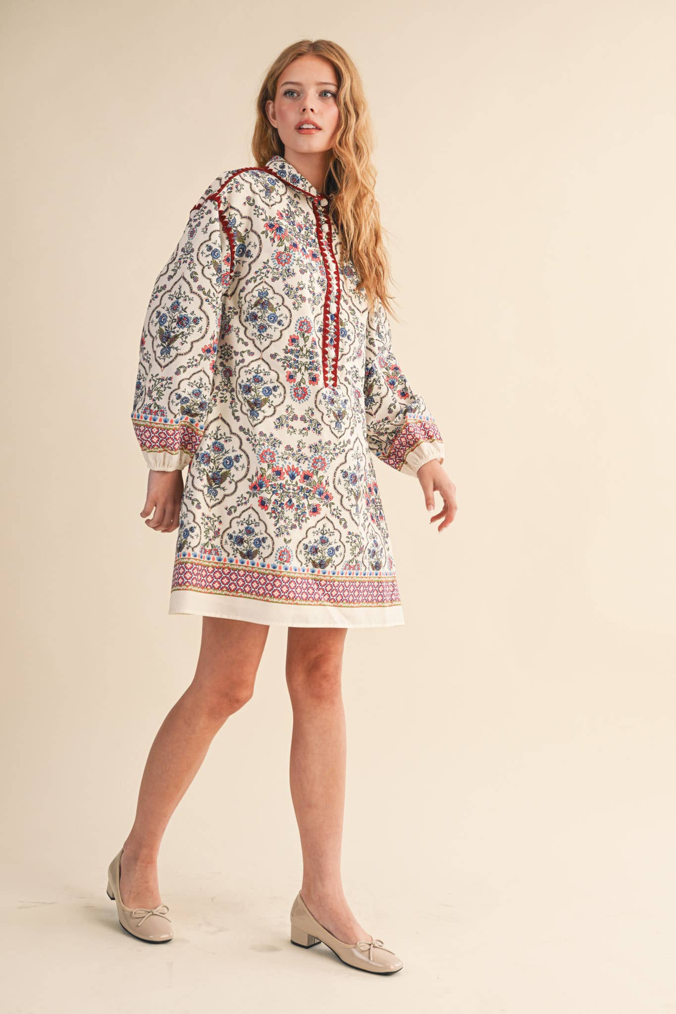 Triangle Stitch Button Down Mini Dress