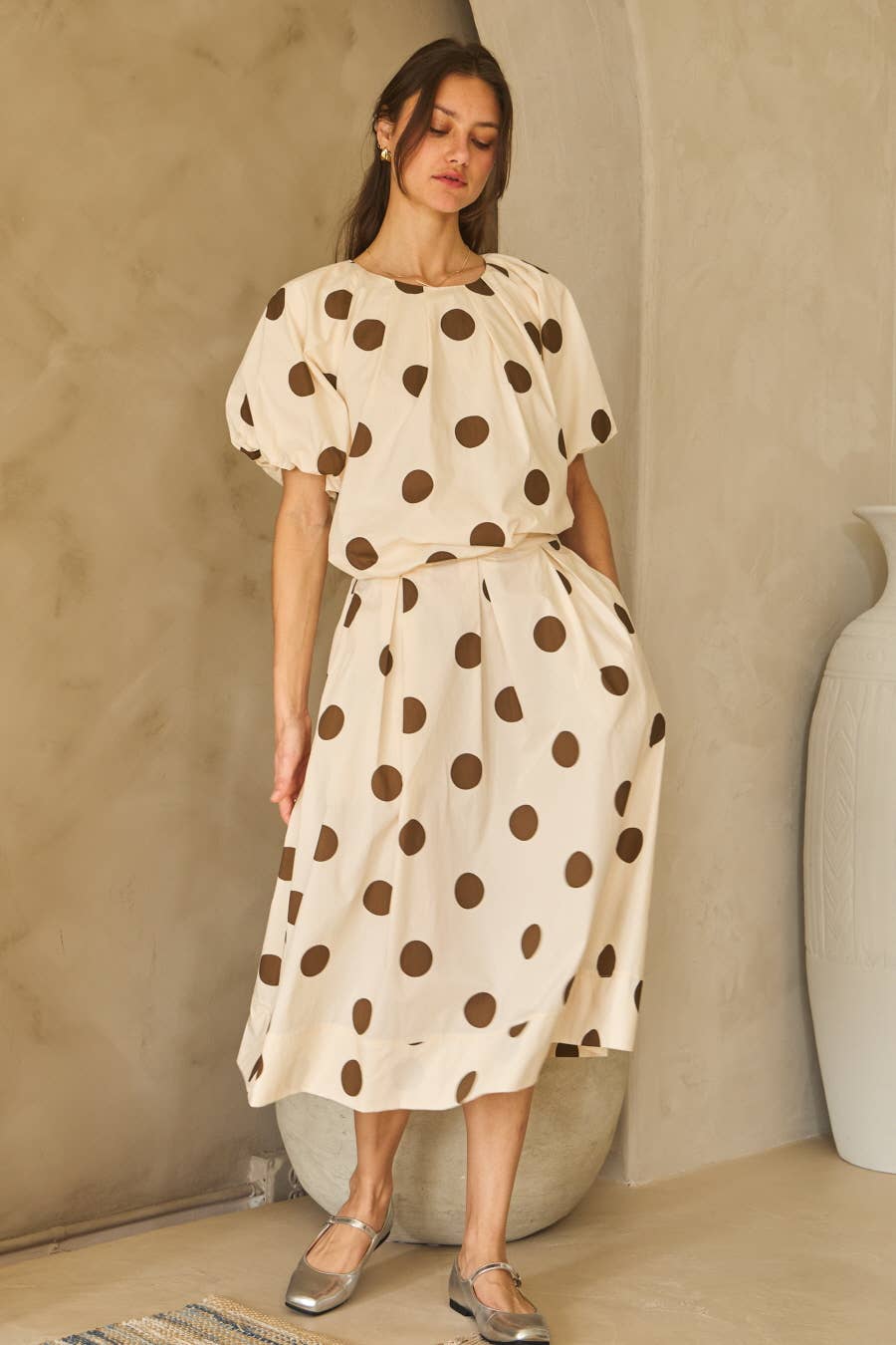 Voluminous Polka Dot Blouse