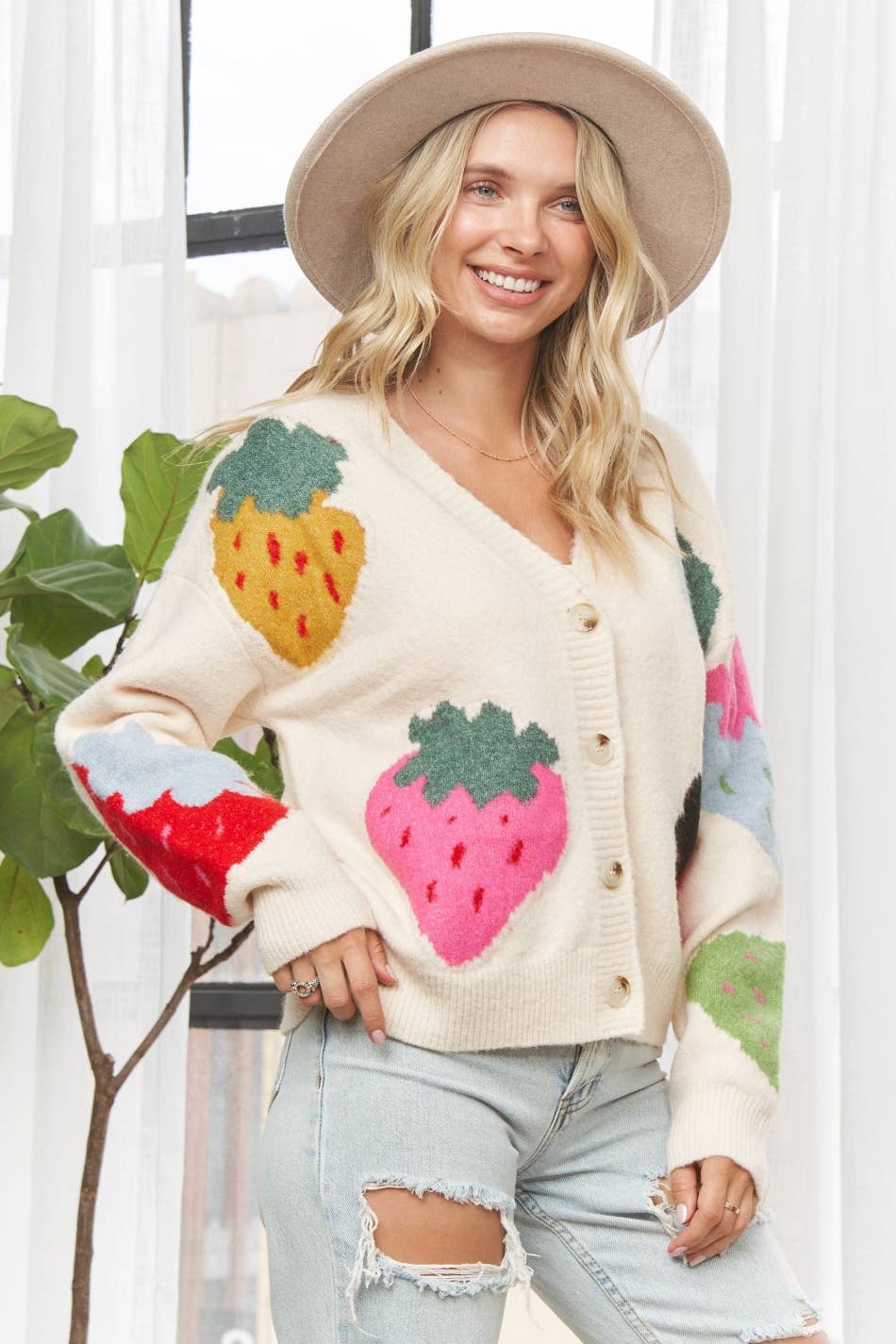 Berry Knit Button Up Cardigan