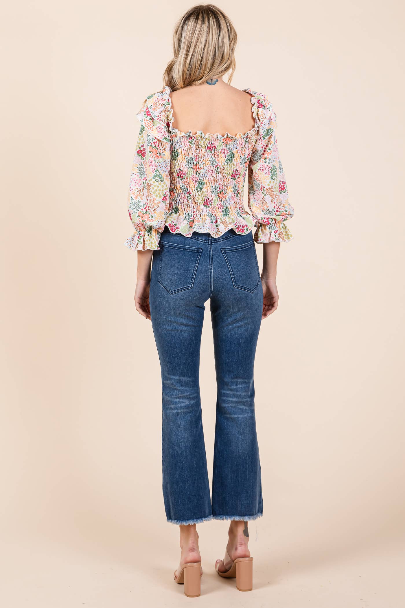 Floral Print Smocked Top