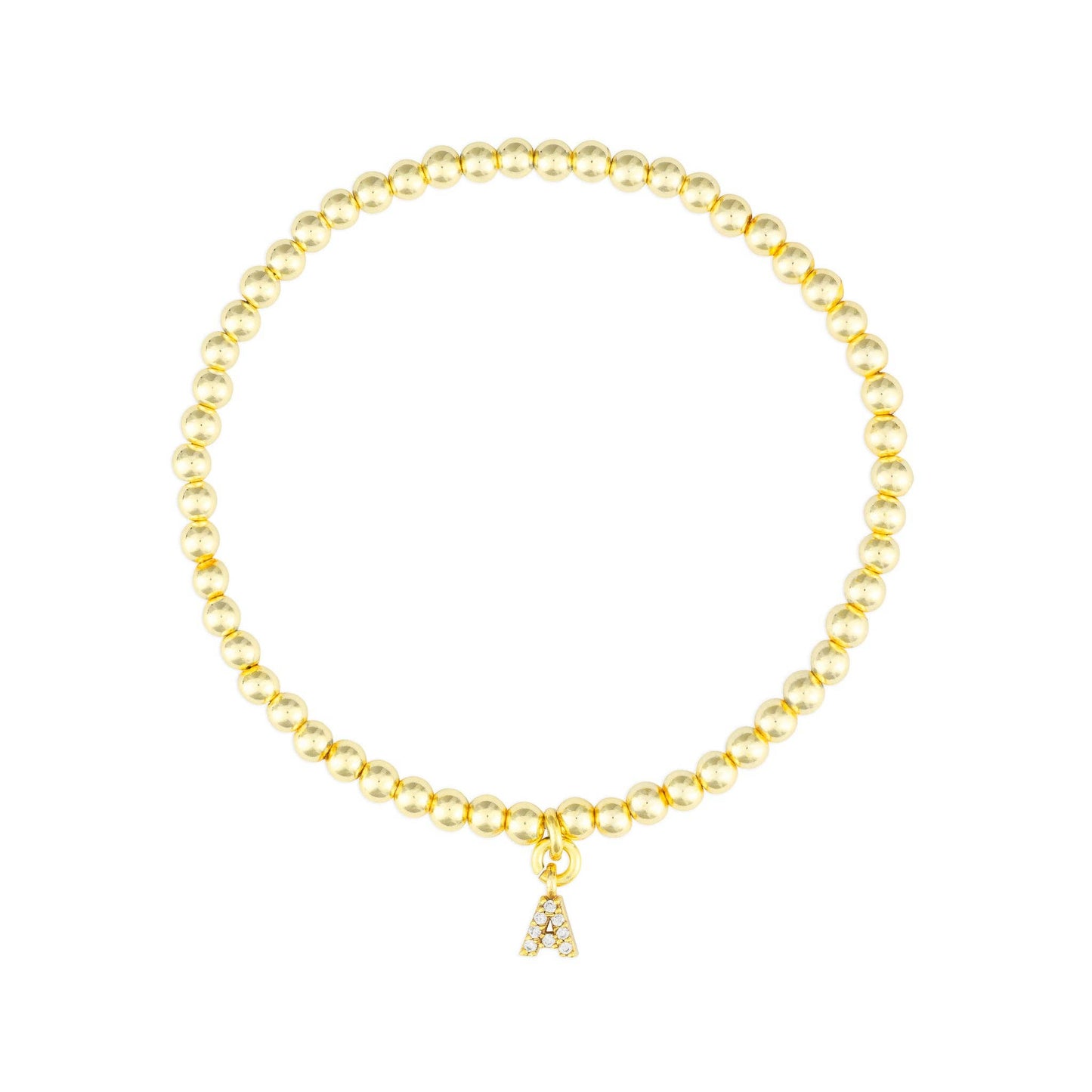Clear CZ Initial Bracelet - Gold