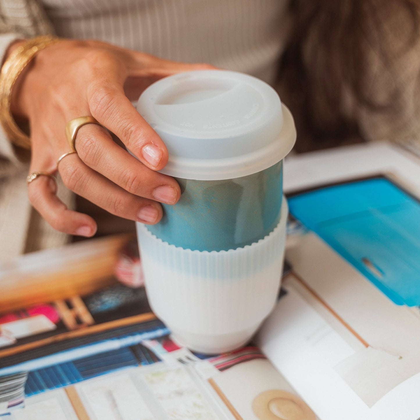 Lagoon Ceramic 16 oz Travel Mug
