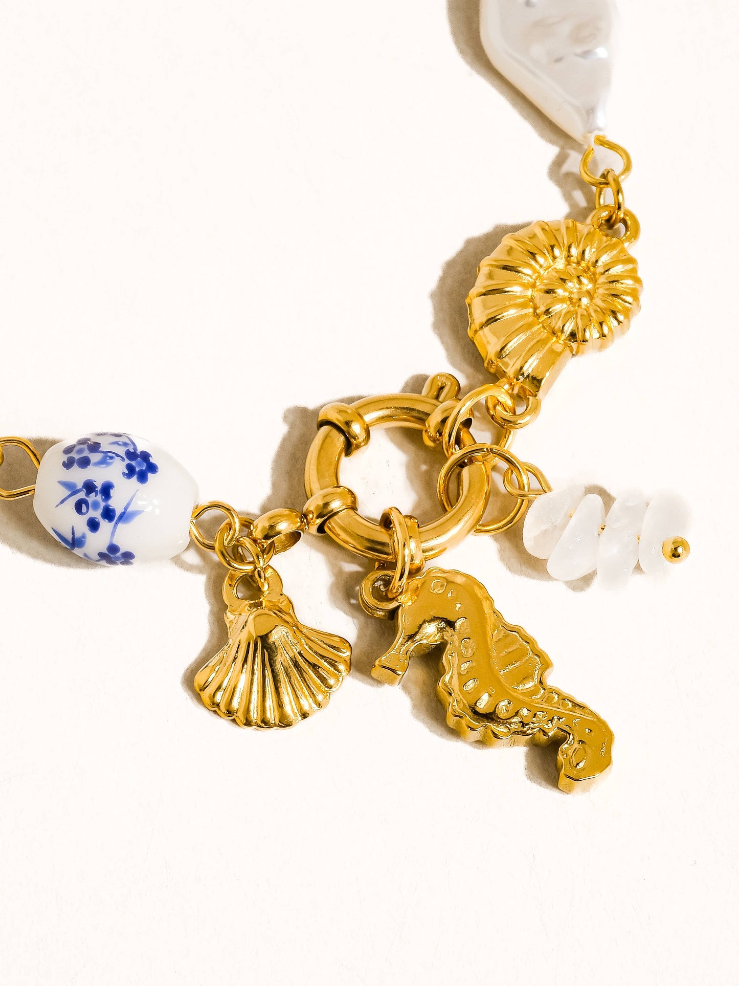 Cecily Seahorse Seashell Charm Bracelet