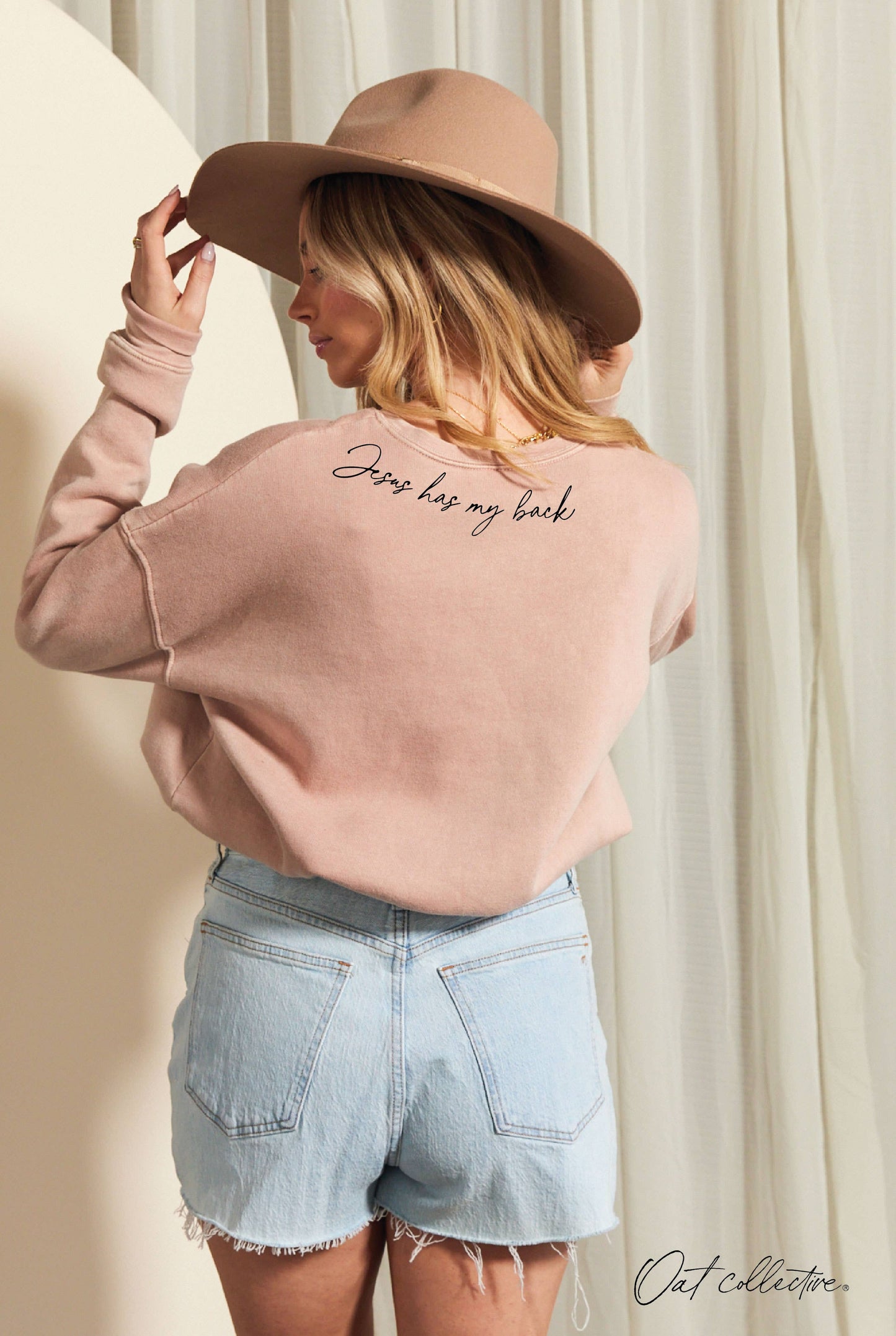 Jesus Has My Back Mineral Graphic Sweatshirt