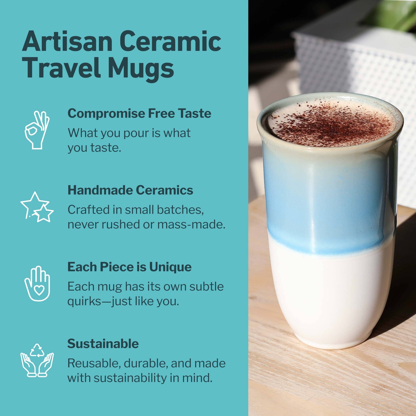 Lagoon Ceramic 16 oz Travel Mug