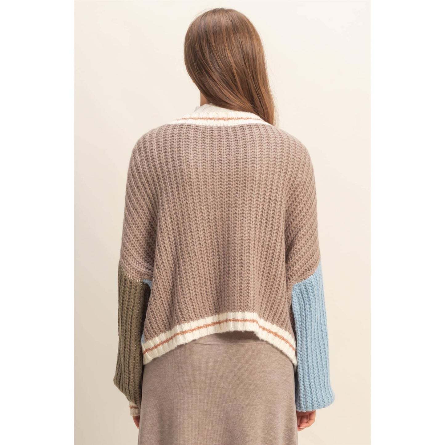 Oversized Jersey Block Cardigan
