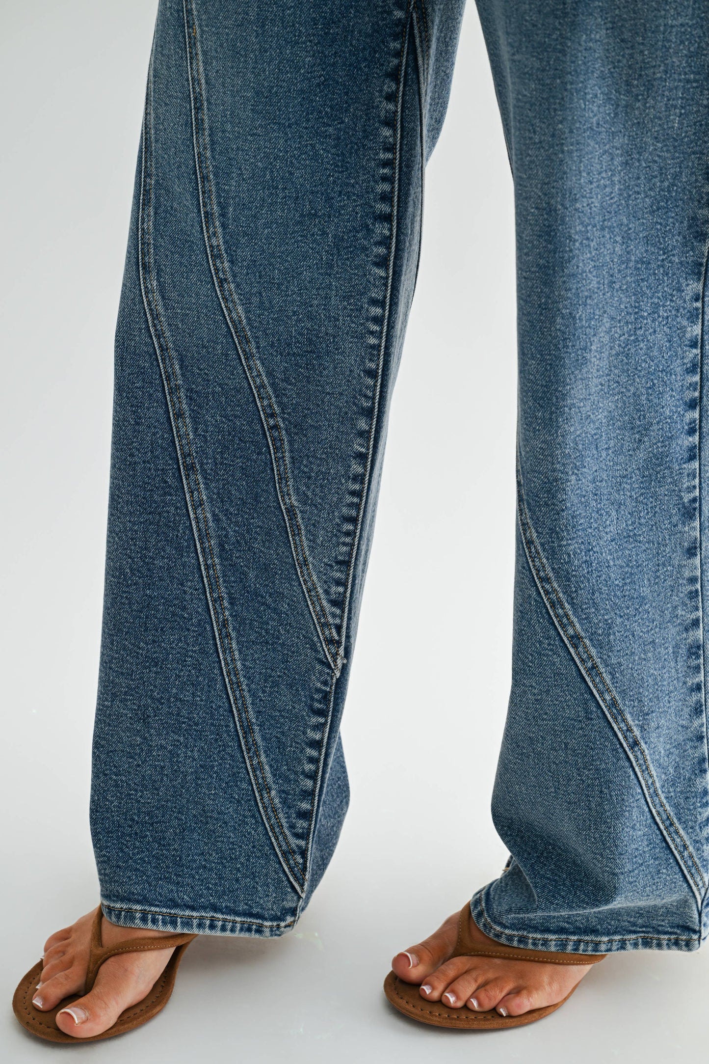 Asymmetric Seamed Straight Denim