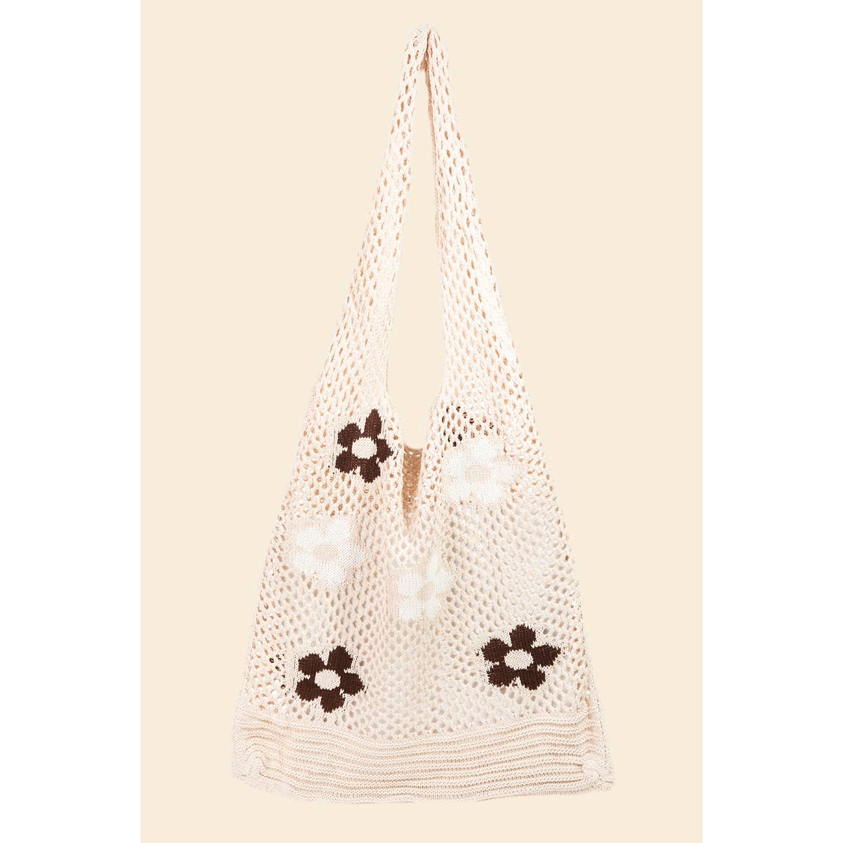 Floral Print Knitted Tote Bag
