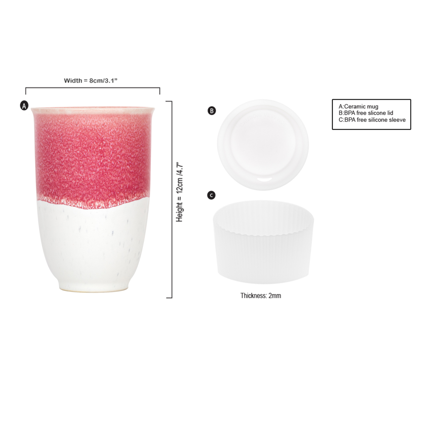 Coral Pink Ceramic Mug 12oz