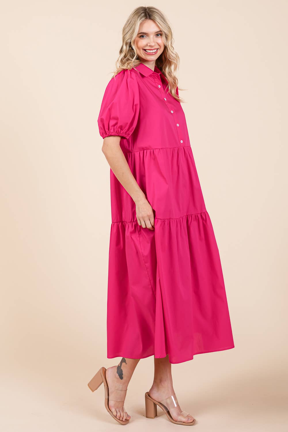 Loose Fit Tiered Midi Dress