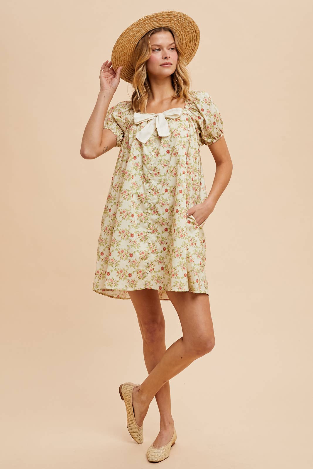 Cotton Bow Floral Dress