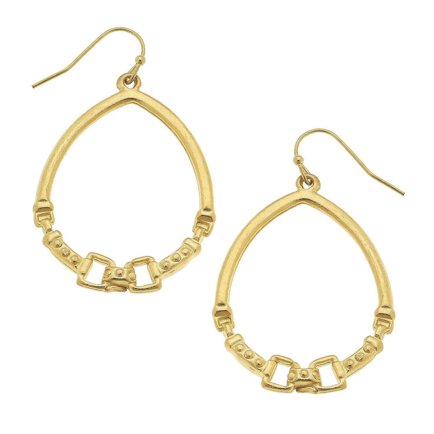 Oval Horsebit Drop Earrings