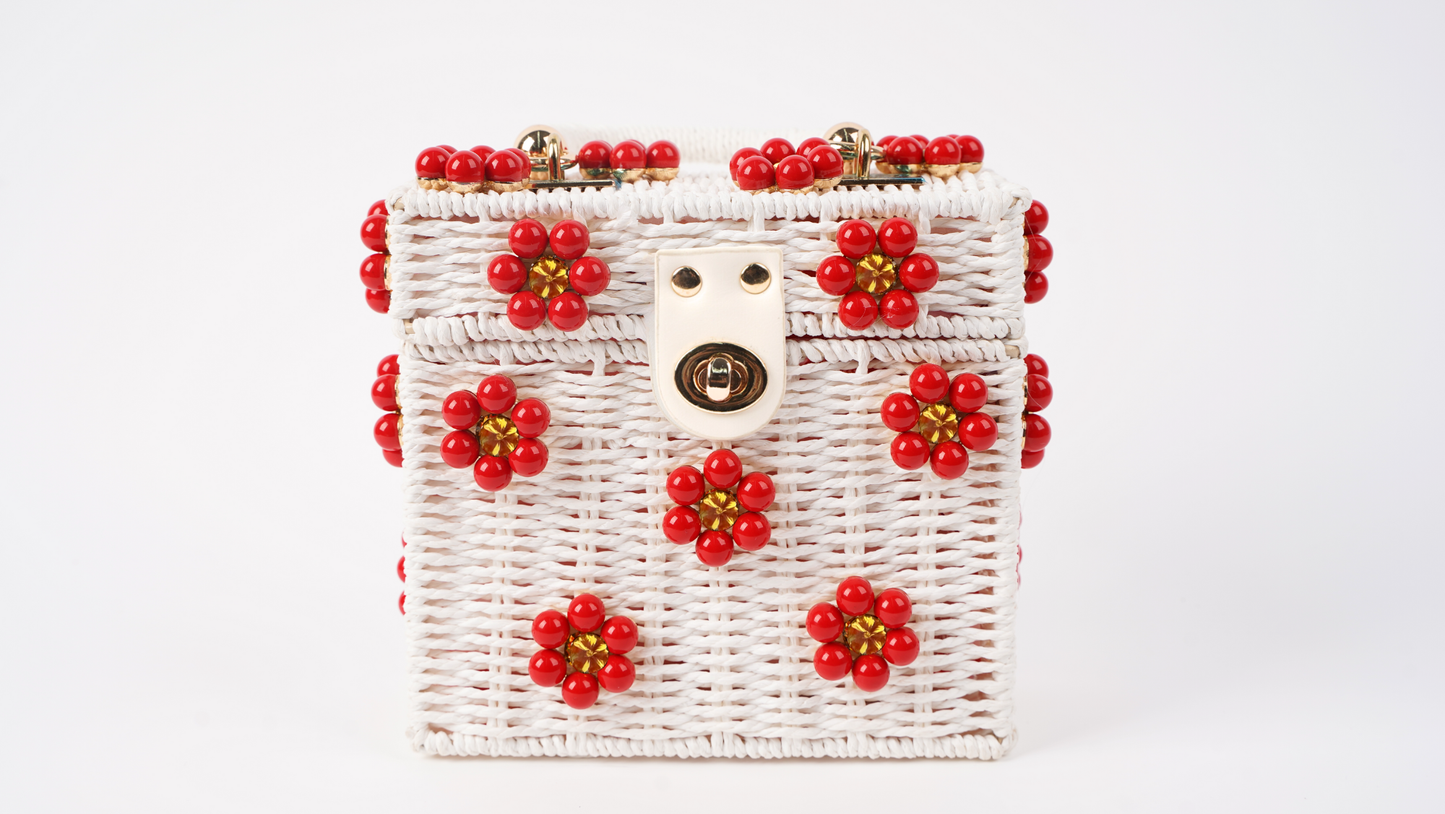 Wicker Bucket Daisy Flower Purse