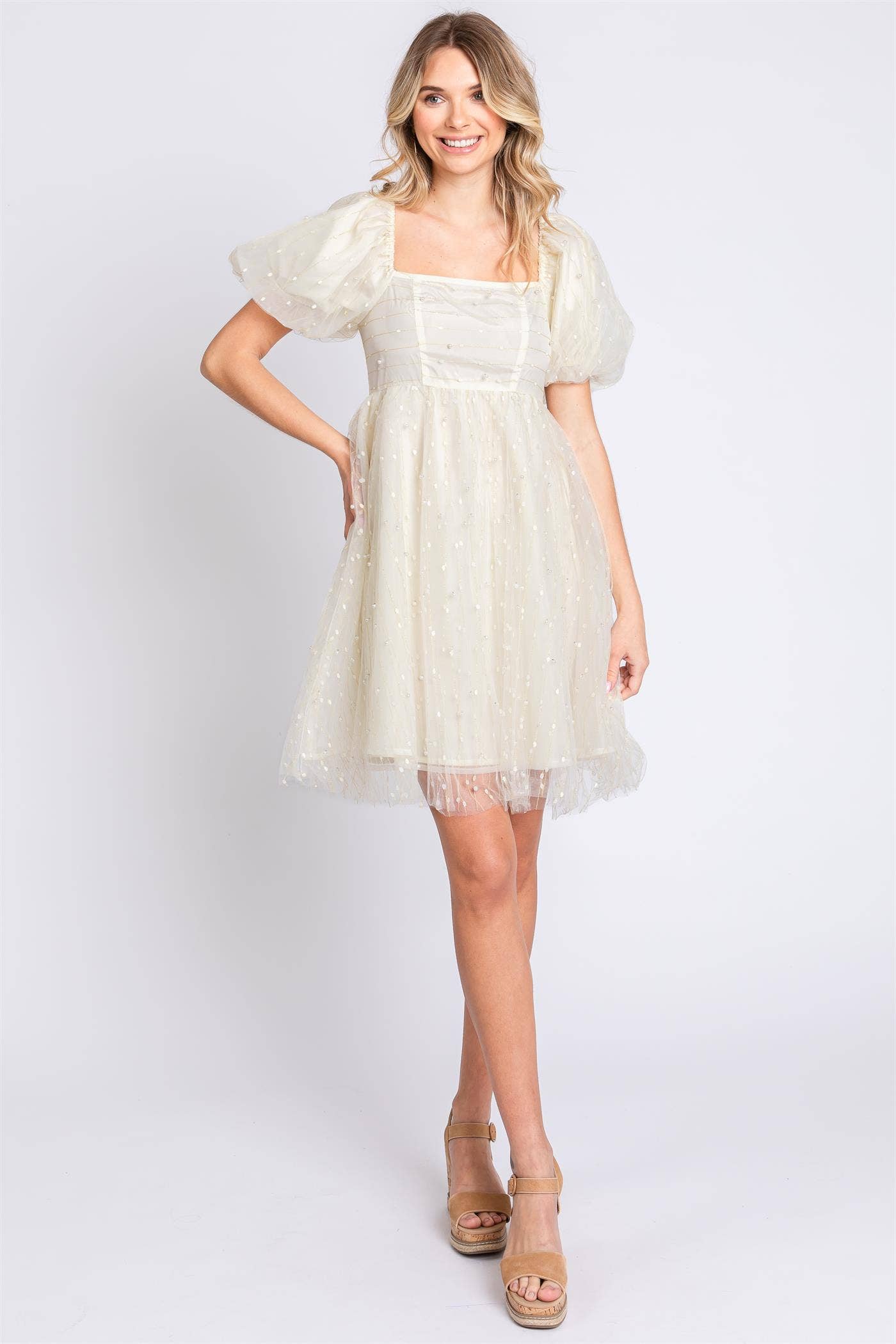 Pearl Mesh Babydoll Dress