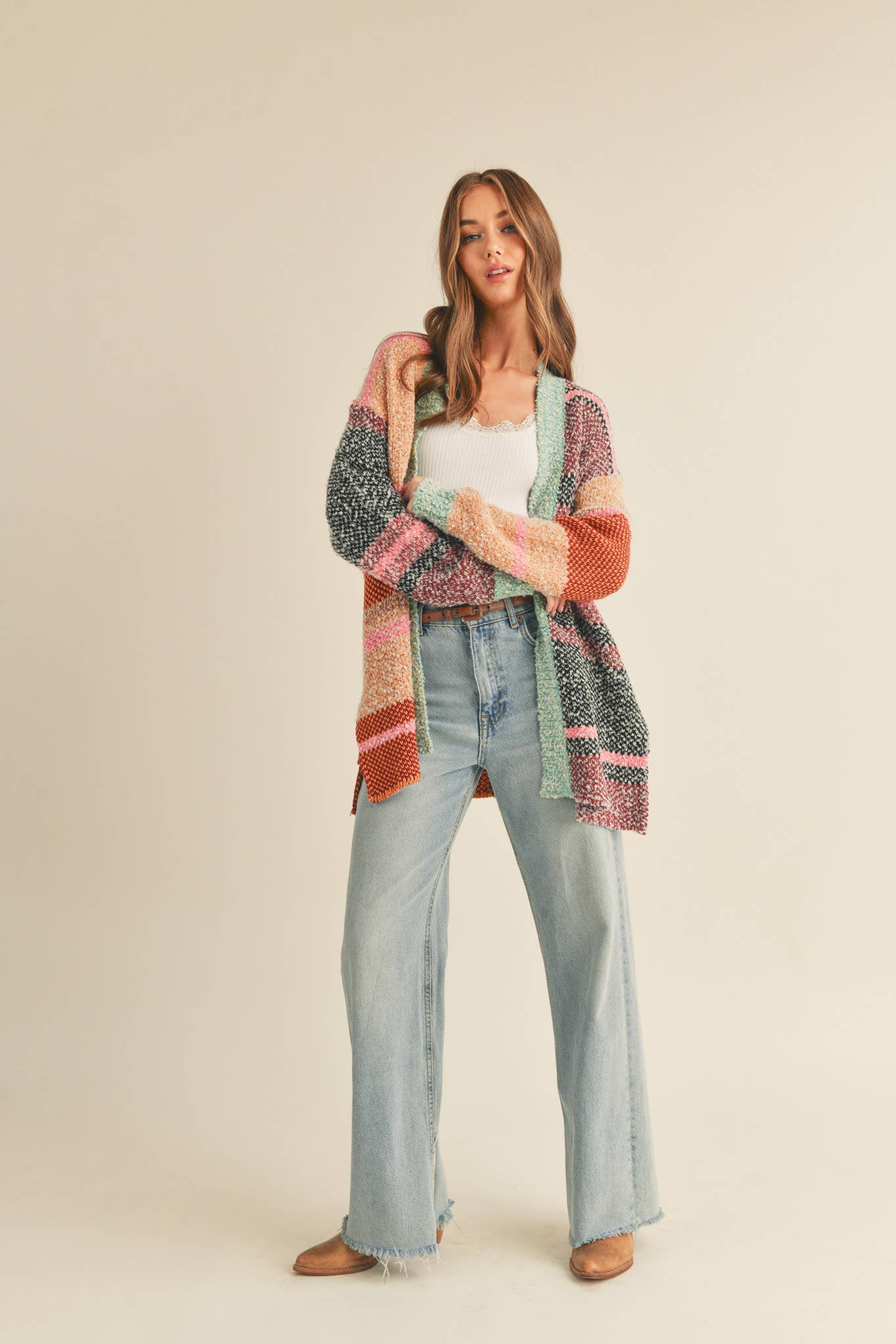 Oversized Color Block Cardigan