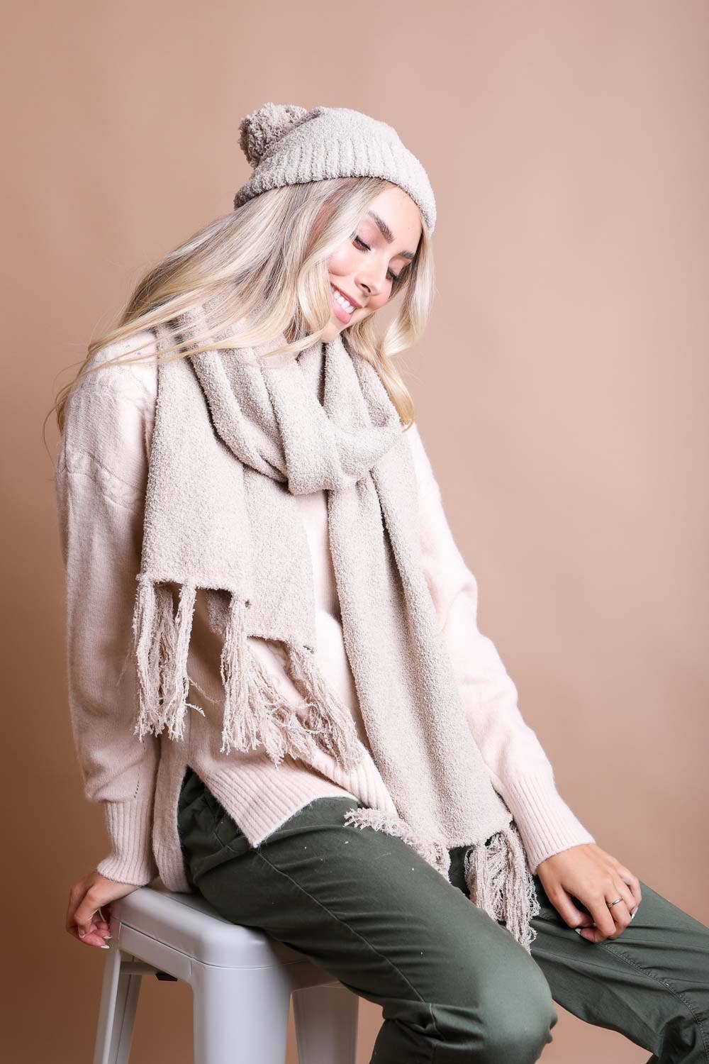 Cozy Boucle Pom Beanie