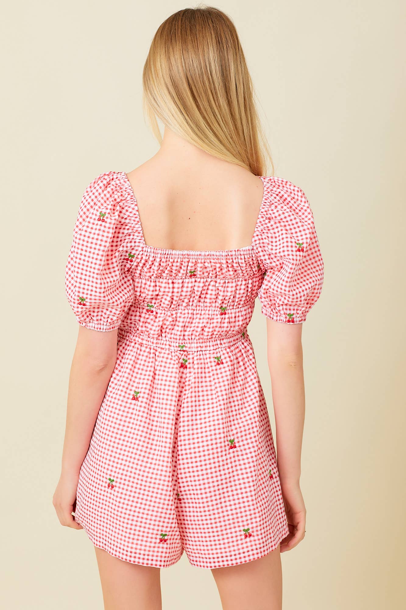 Square Neck Cherry Romper