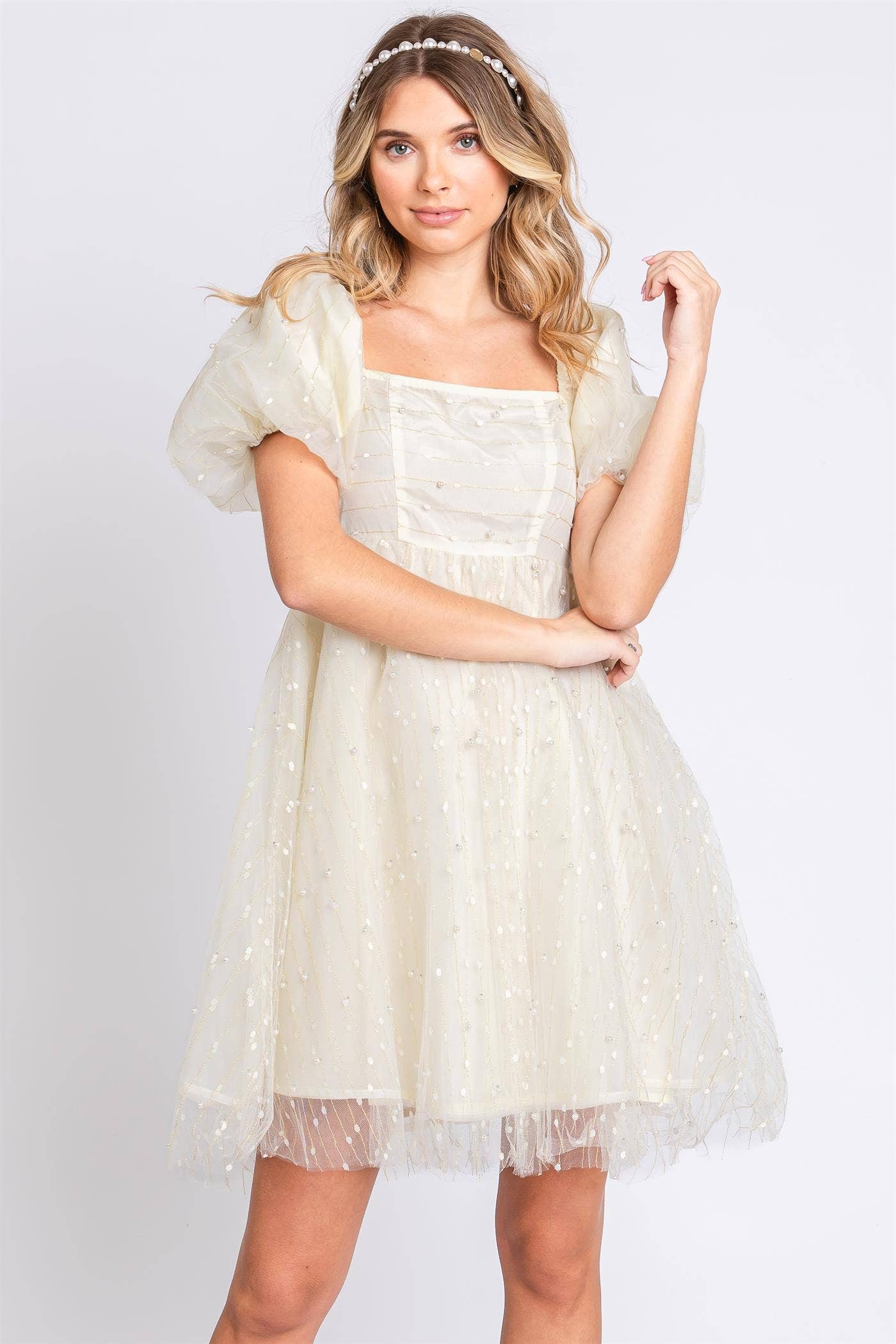 Pearl Mesh Babydoll Dress