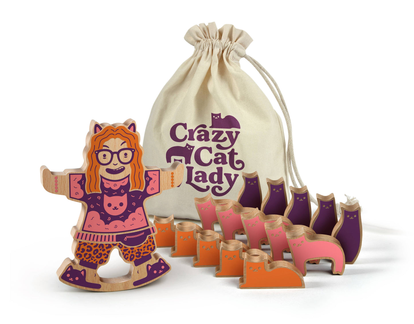 Crazy Cat Lady- Wooden Stacking Game