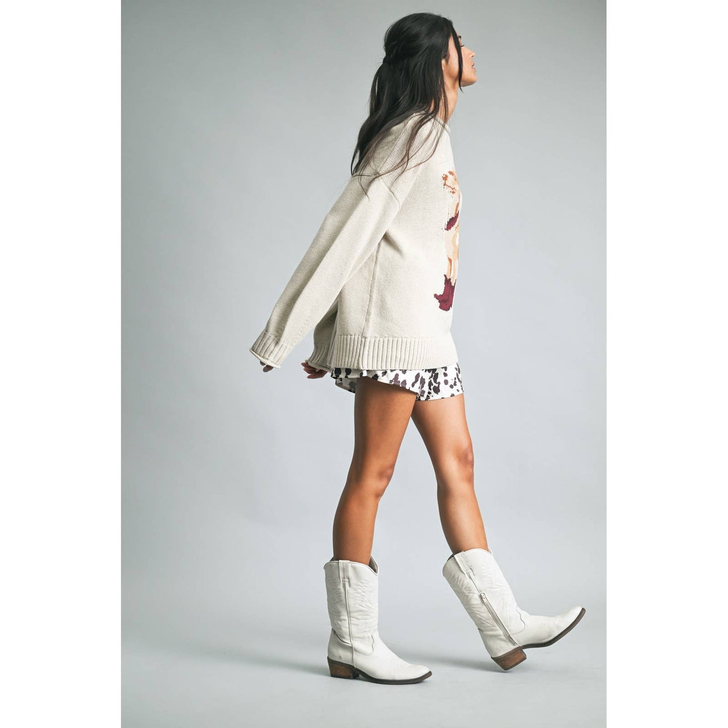 Western Dog Motif Pullover