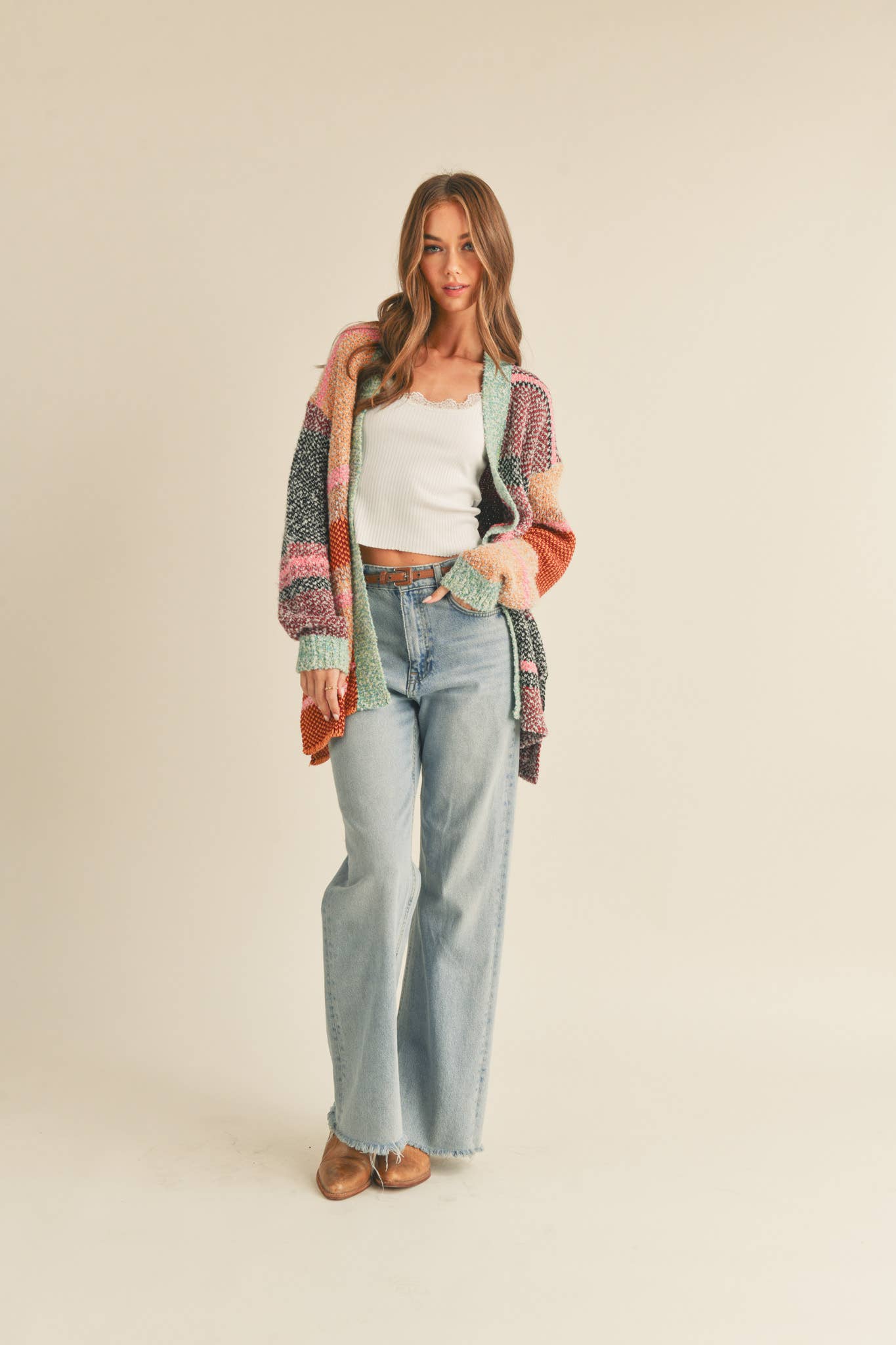 Oversized Color Block Cardigan